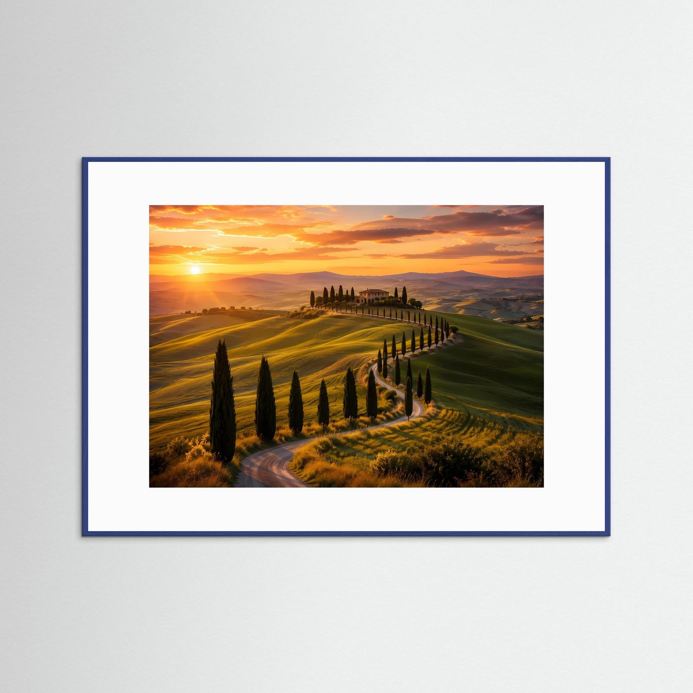 Idyllische Toskana im Sonnenuntergang | Zypressen & Italien Natur Poster