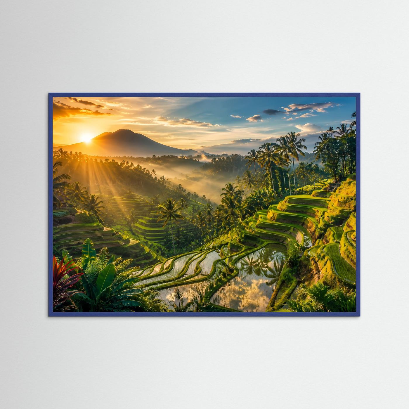 Tropische Reisterrassen bei Sonnenaufgang | Bali Dschungel & Natur Panorama Poster Querformat
