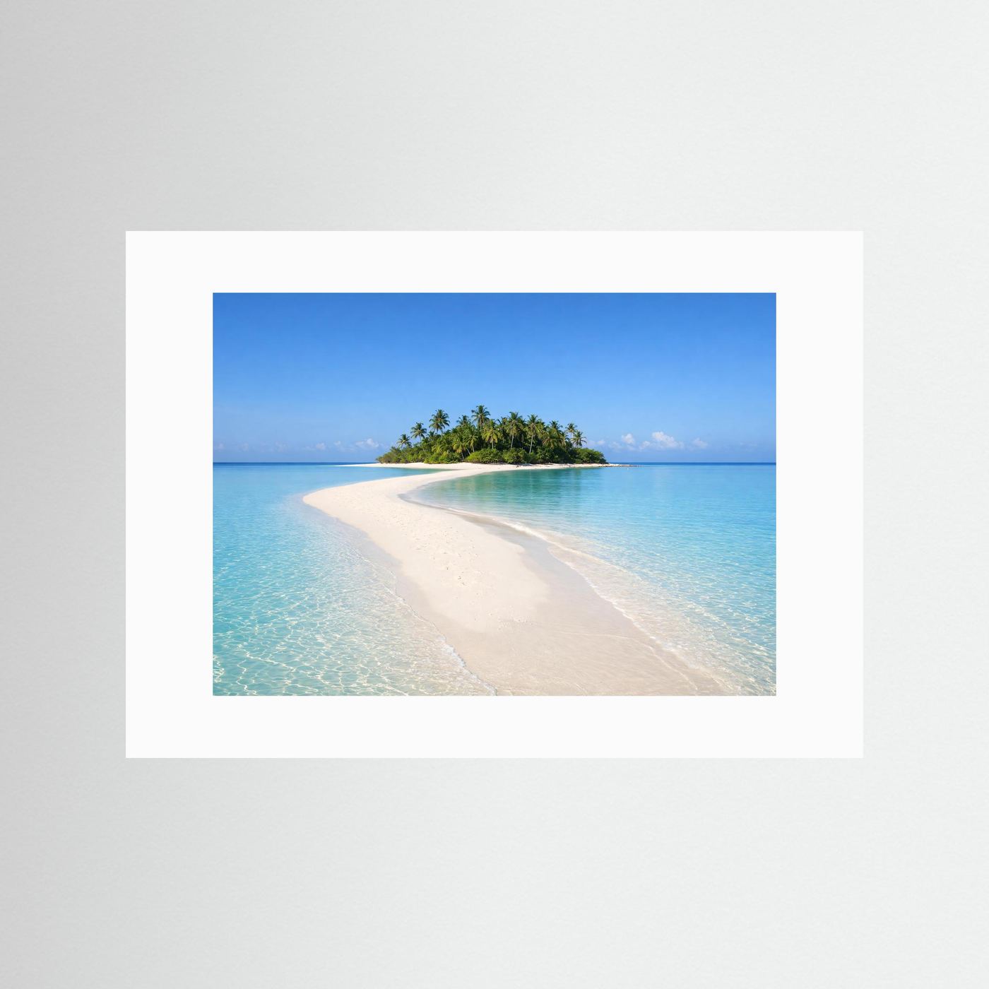 Einsame Sandbank im türkisblauen Ozean | Tropisches Paradies Poster Querformat