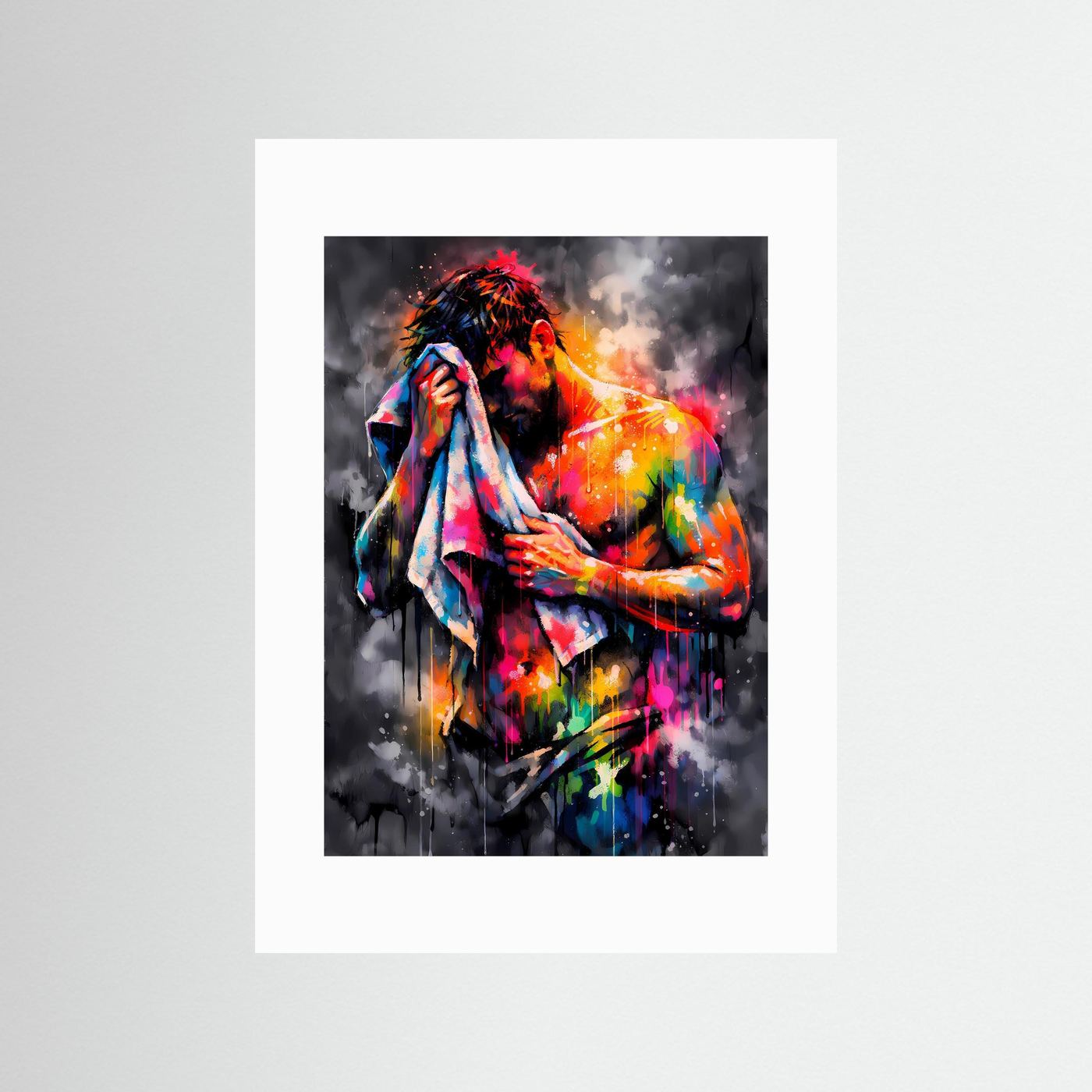 Nach dem Training | Abstraktes Fitness & Workout Poster mit Athleten-Silhouette | Modernes Kunstposter Hochformat