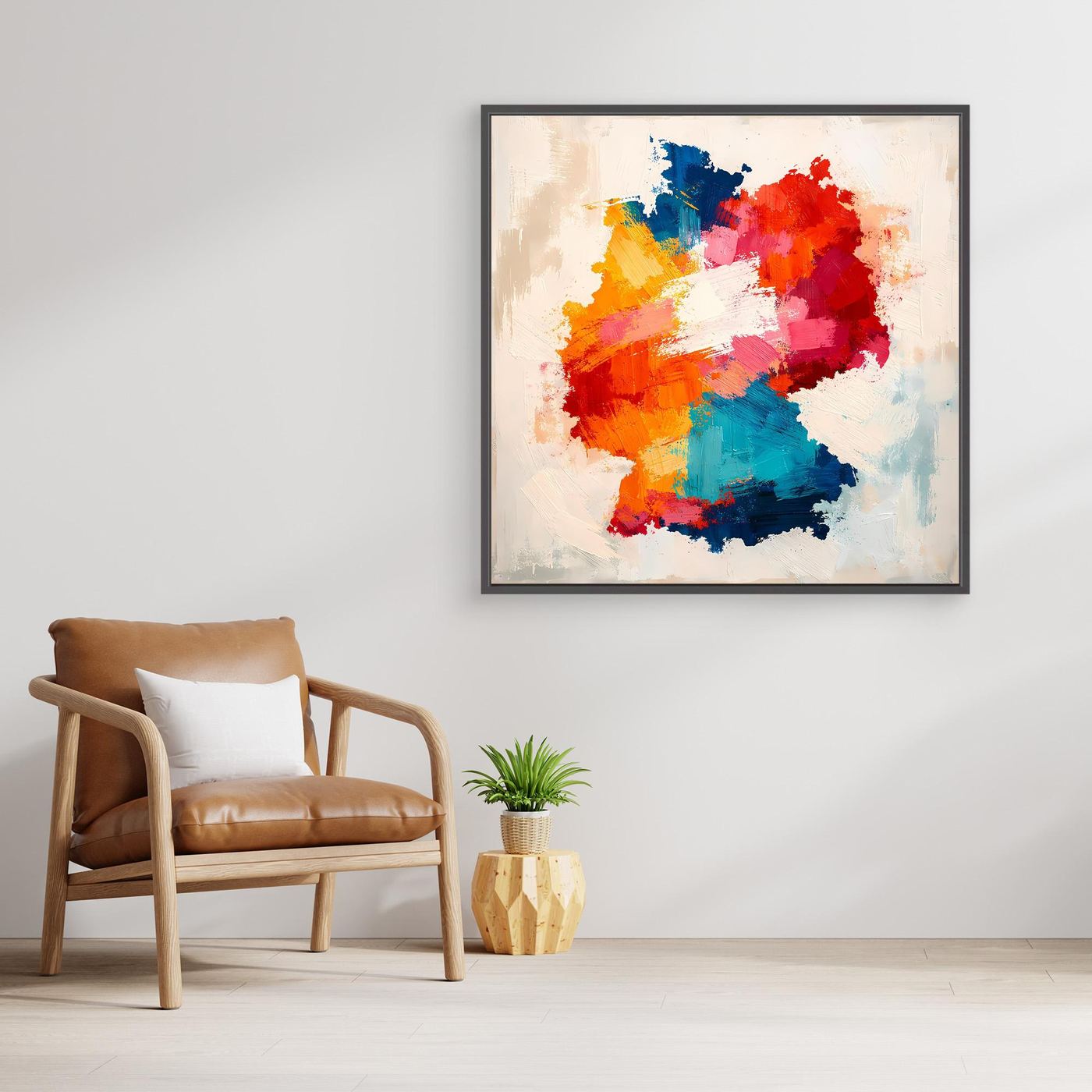 Abstract Germany map canvas wall art in black frame