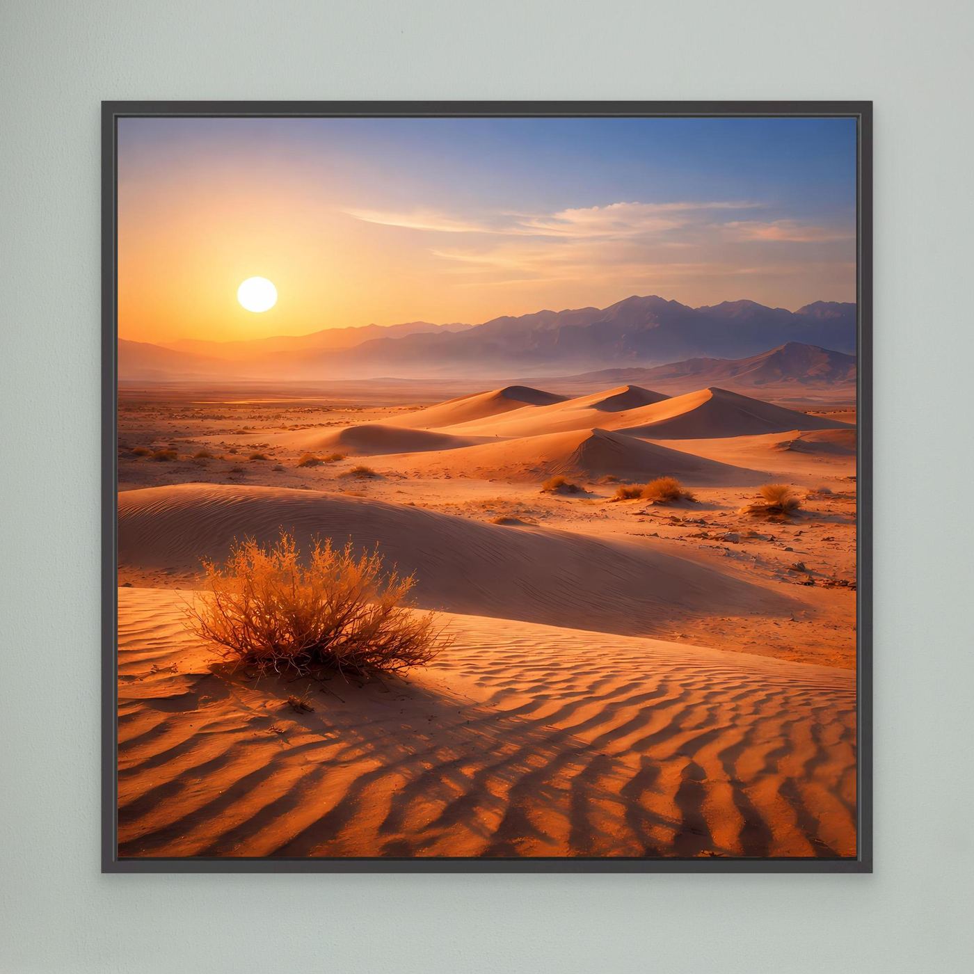 Leinwand Goldener Sonnenuntergang in der Wüste | Modernes Dünen-Landschaft Wandbild
