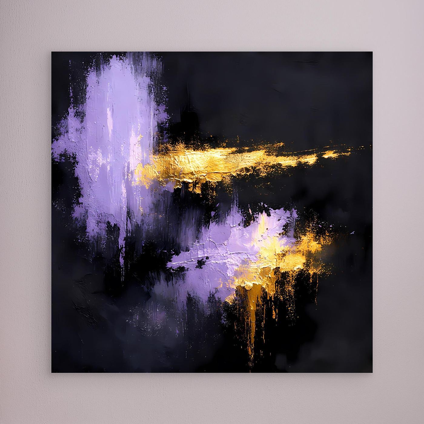 Leinwand Elegante Lila Nuancen und Gold | Modernes Abstraktes Expressionismus Wandbild