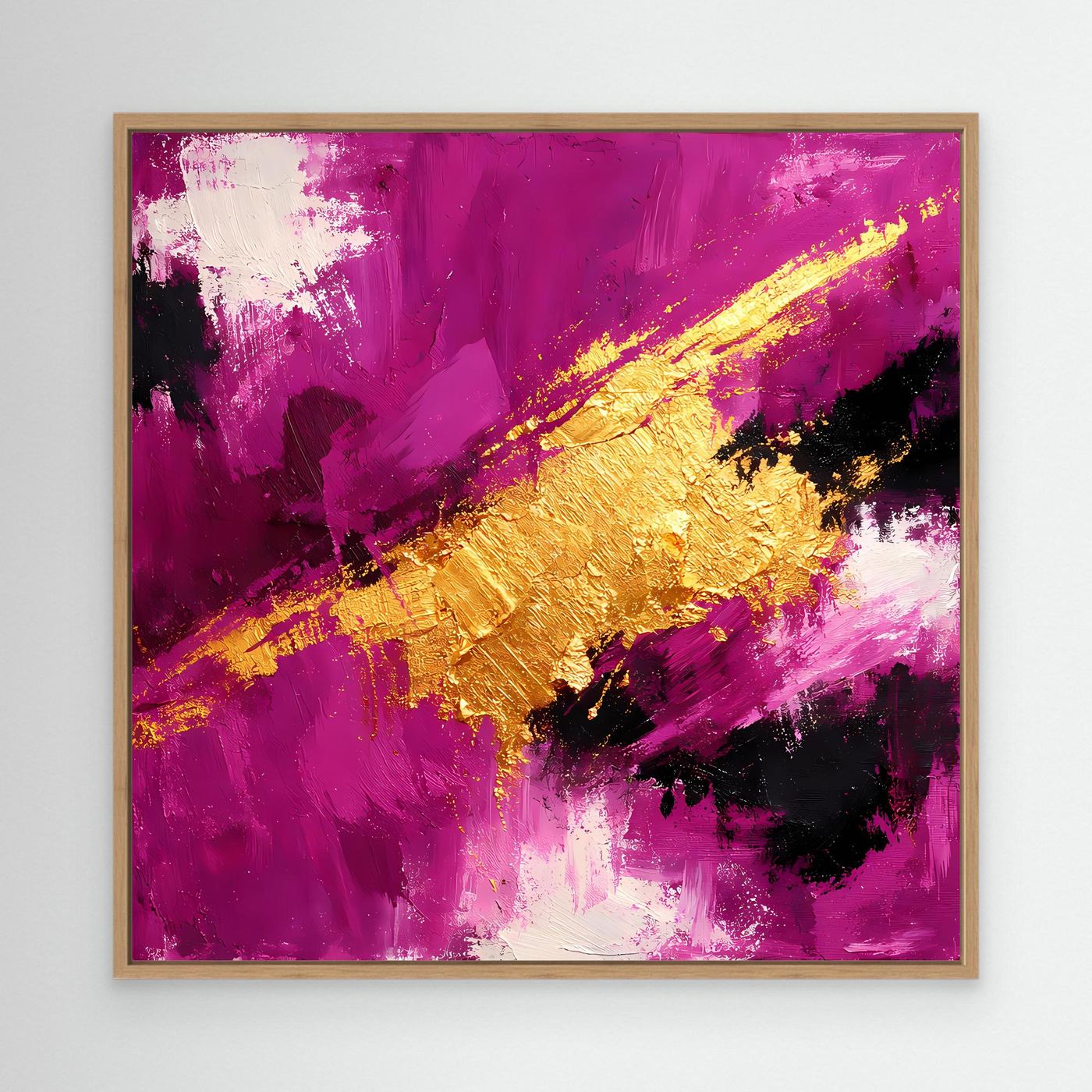 Leinwand Expressives Farbenspiel in Beere und Gold | Modernes Abstraktes Wandbild