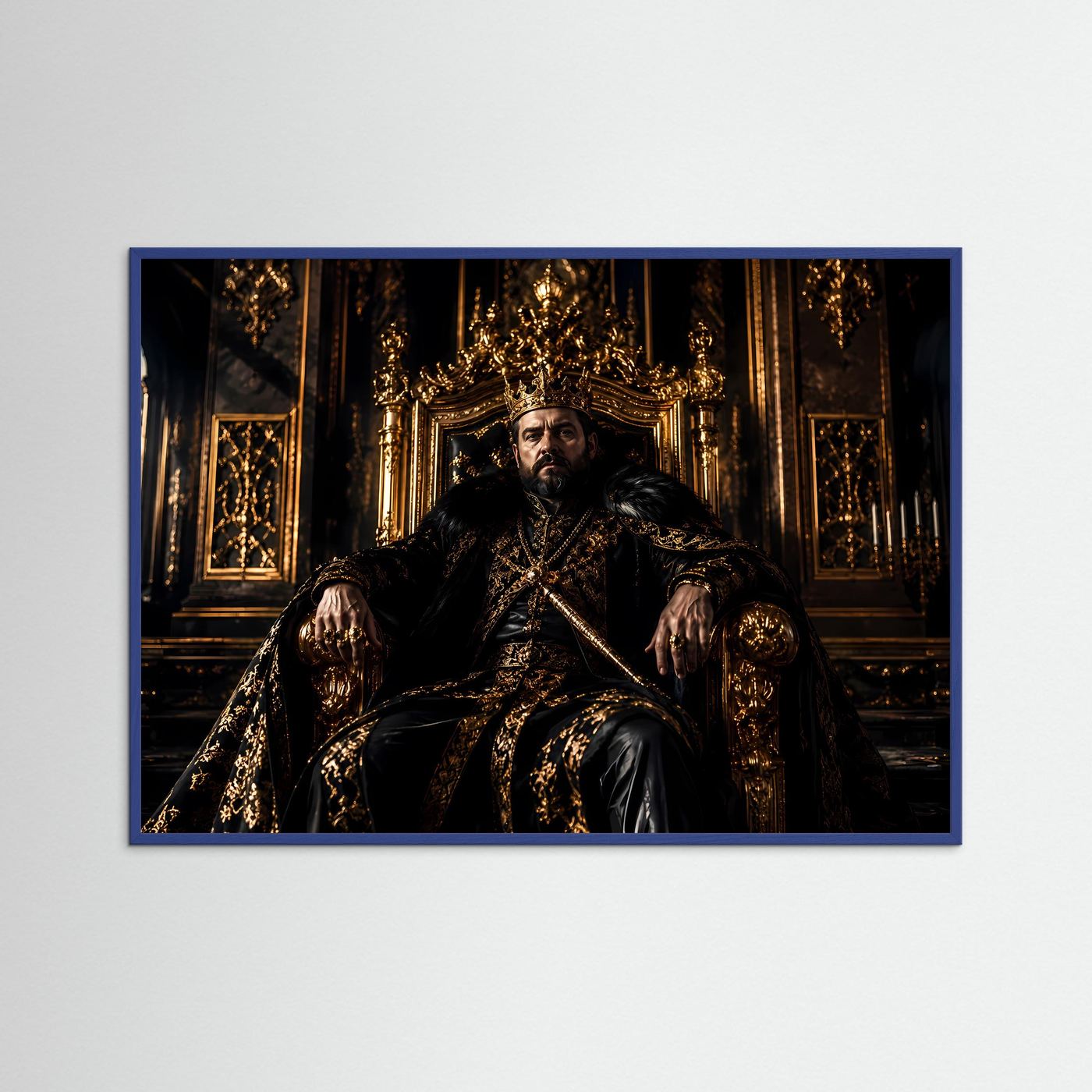 Mächtiger König auf goldenem Thron | Royaler Herrscher & Barock Poster