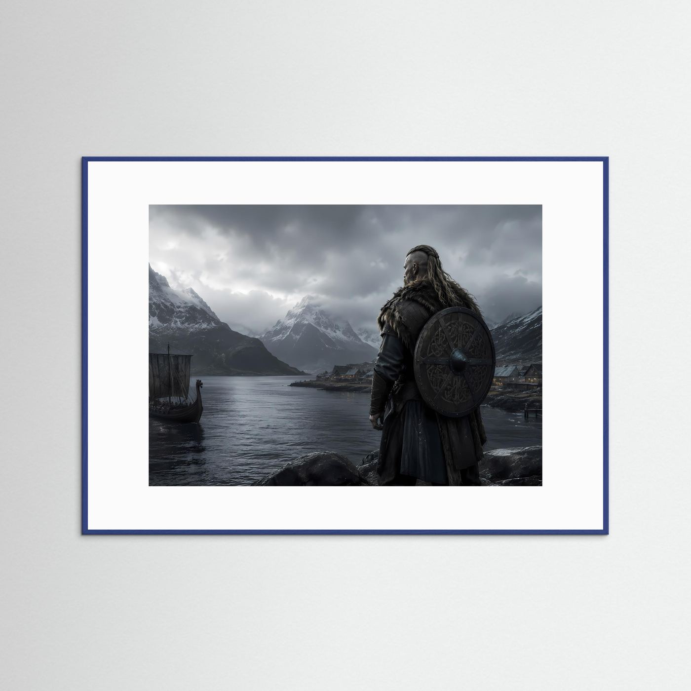 Wikinger am nordischen Fjord | Mystische Wikinger Landschaft mit Langschiff
