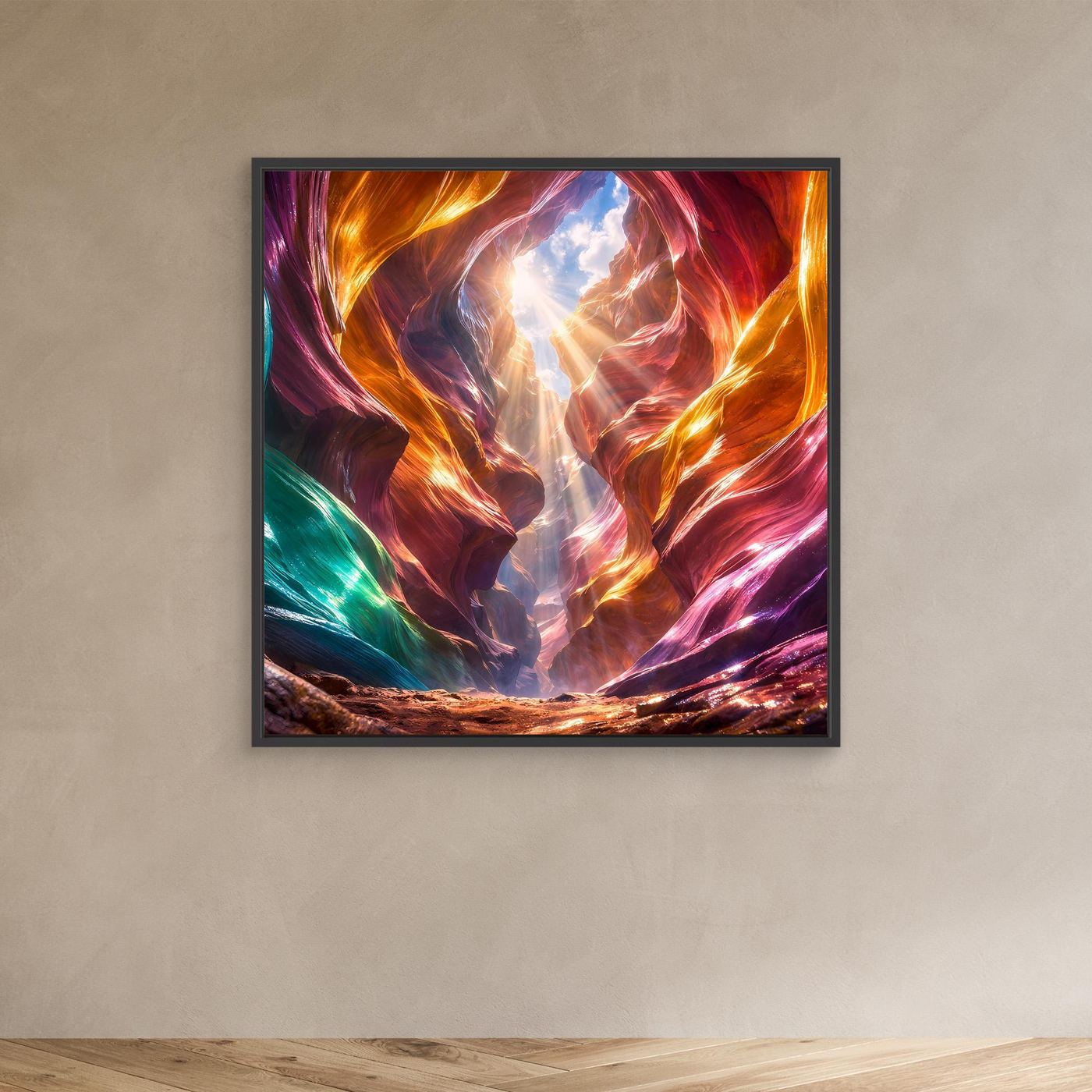 Leinwandbild Magischer Antelope Canyon | Abstraktes Felsenschauspiel Wandbild auf echtem Holzkeilrahmen