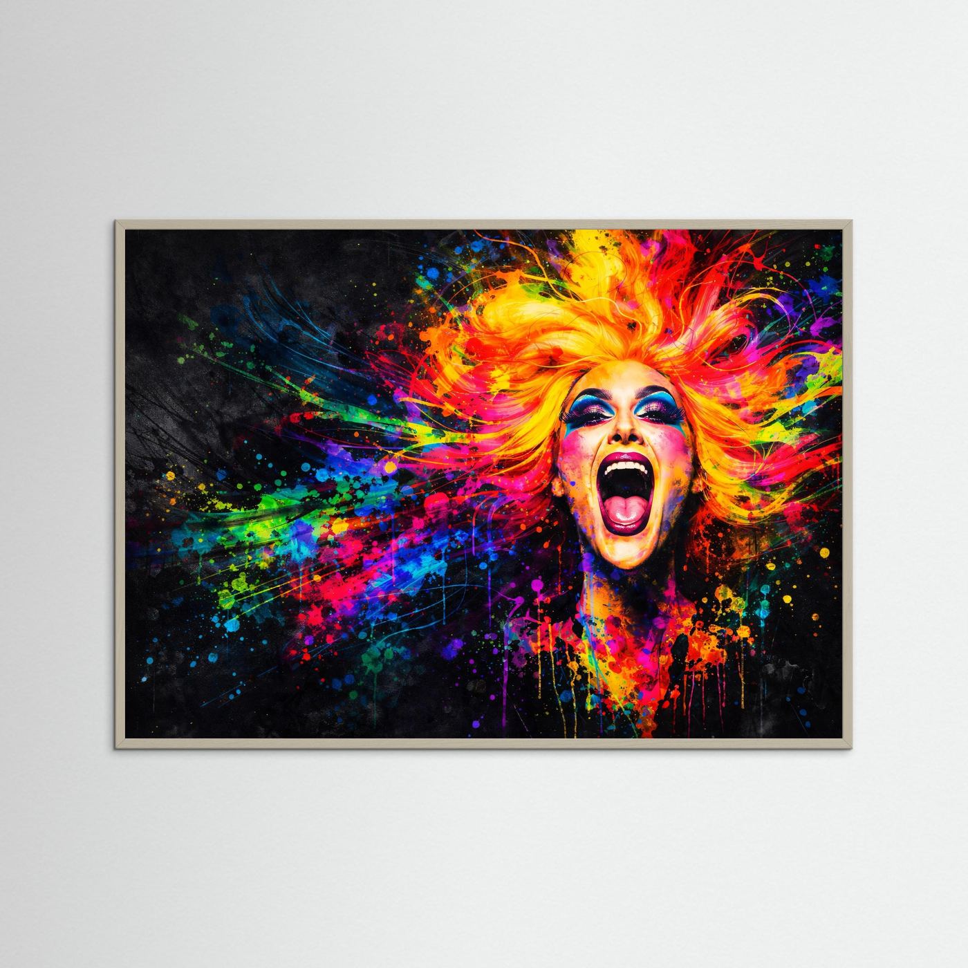 Explosion der Farben | Moderner Kunst Print Querformat Wandbild