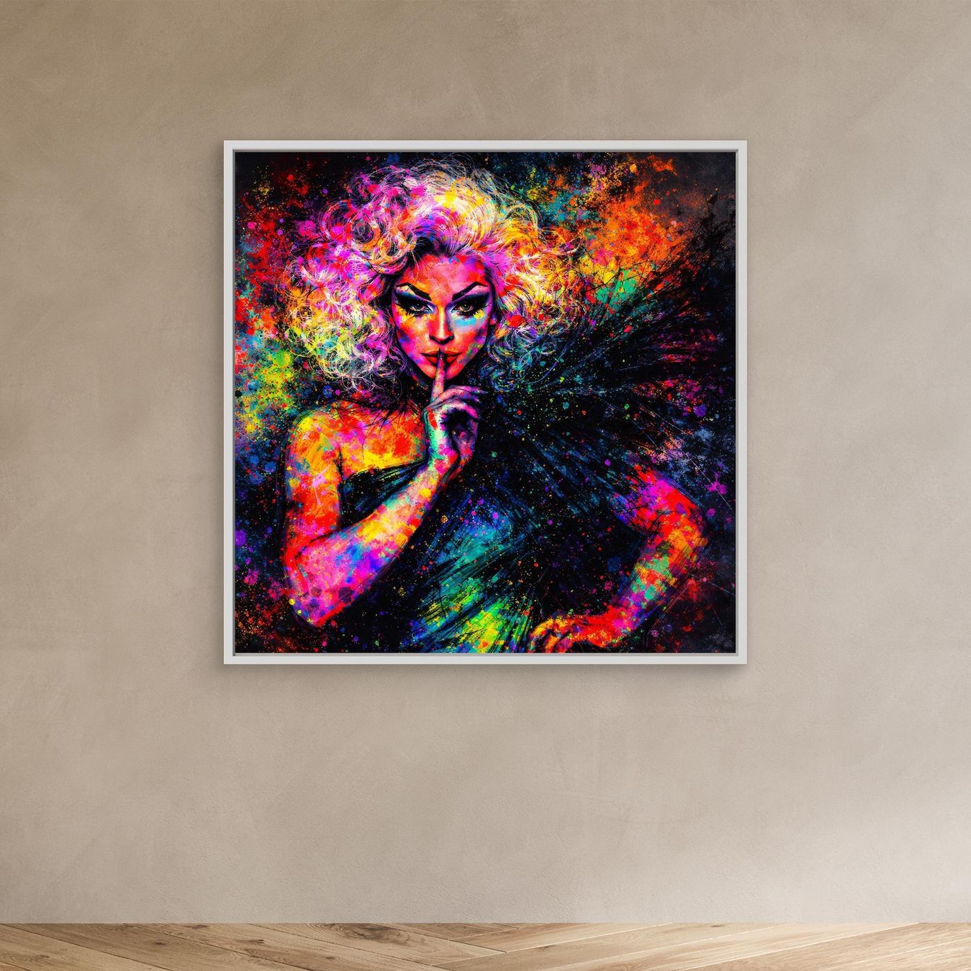 Leinwandbild Drag Queen Pop-Art | Bunte Farbexplosion Wandbild auf Keilrahmen