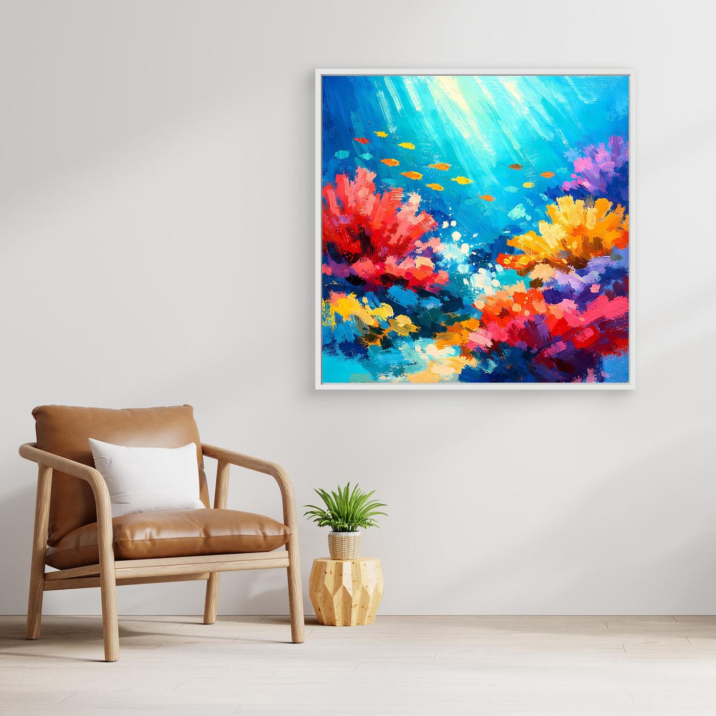 Leinwand Abstraktes Korallenriff Unterwasser | Modernes Ozean Wandbild Bunt