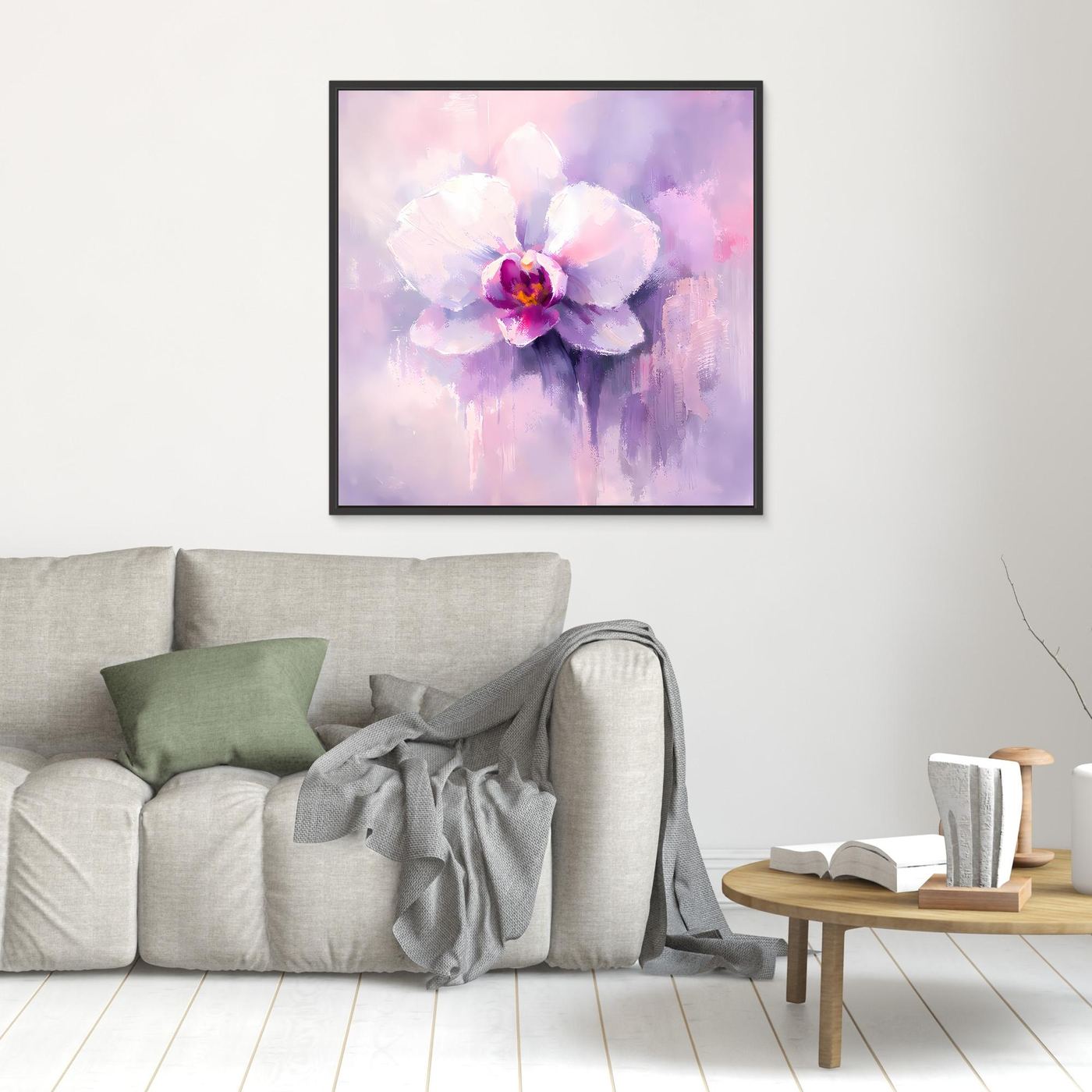 Leinwand Abstraktes Orchideen Blütenbild | Modernes Wandbild Weiß Violett Pink