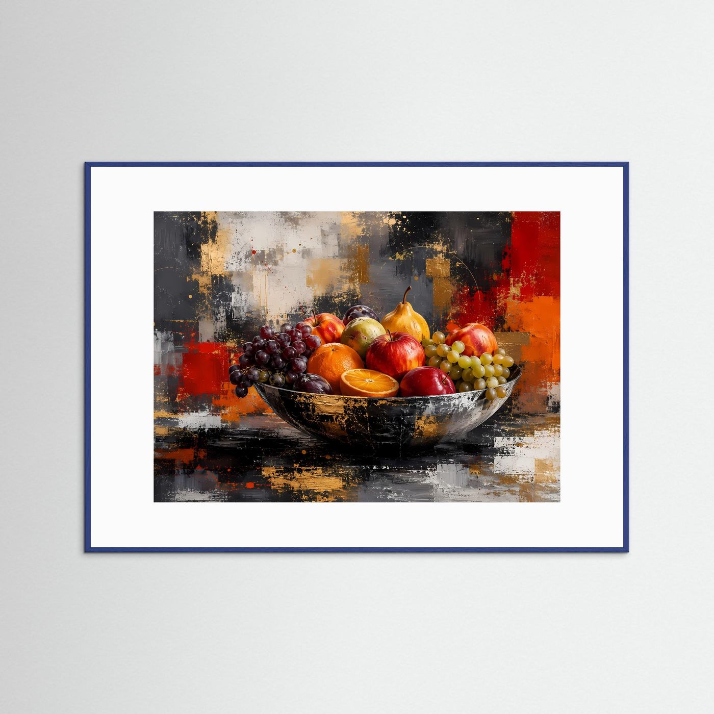 Moderne Obstschale im Stillleben-Design | Abstrakte Küchenkunst & Wandbild
