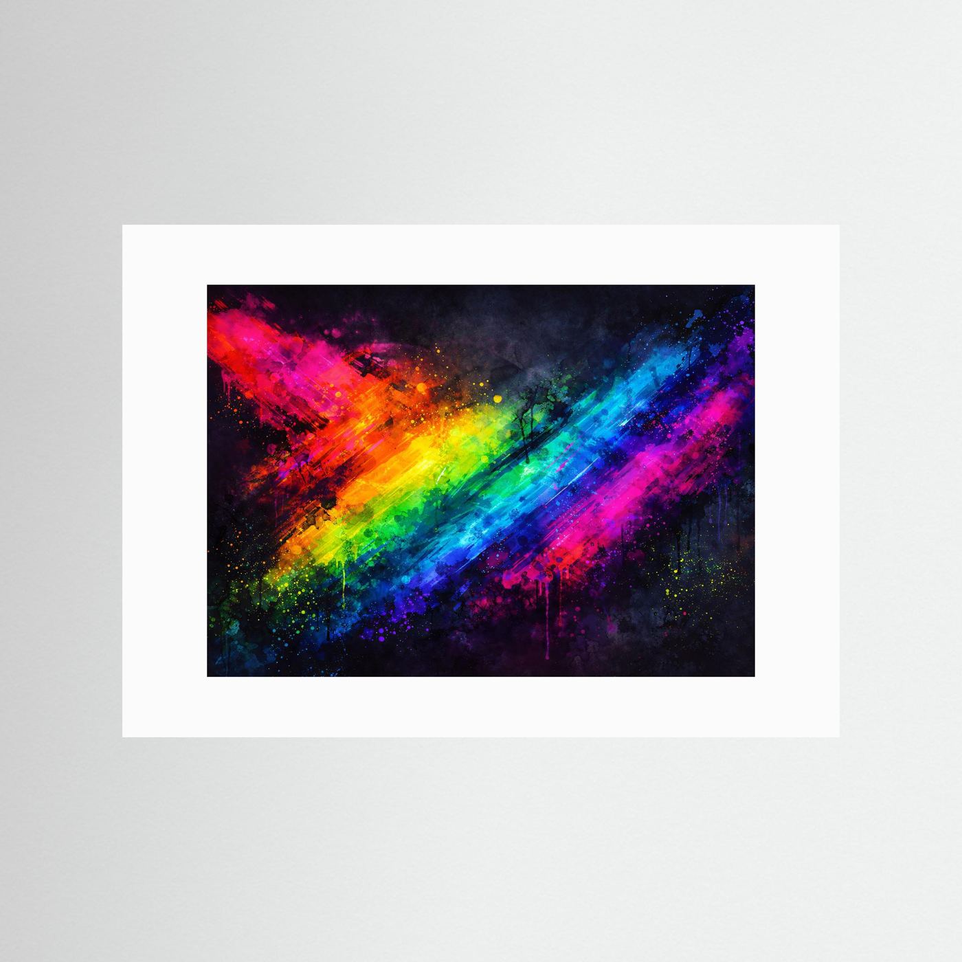 Pulsierende Farbdynamik & Regenbogen | Moderner Kunst Print Querformat Wandbild