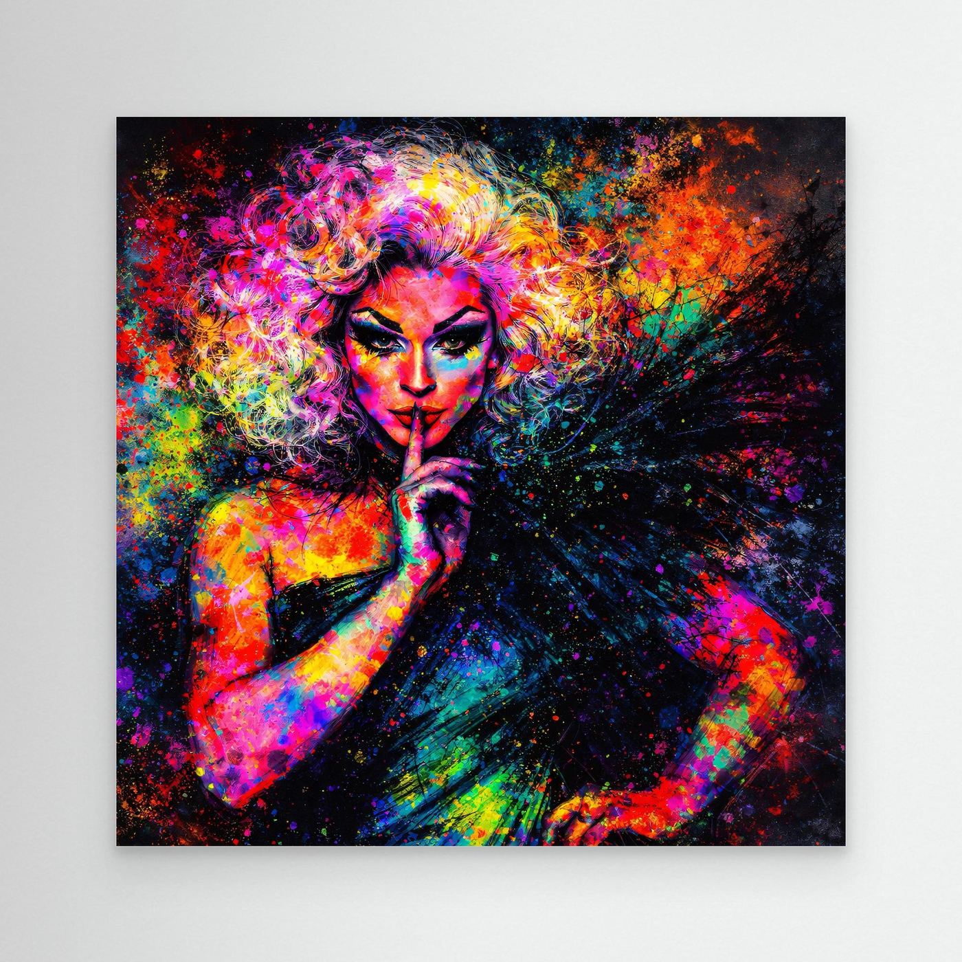 Leinwandbild Drag Queen Pop-Art | Bunte Farbexplosion Wandbild auf Keilrahmen