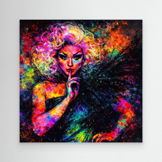 Leinwandbild Drag Queen Pop-Art | Bunte Farbexplosion Wandbild auf Keilrahmen
