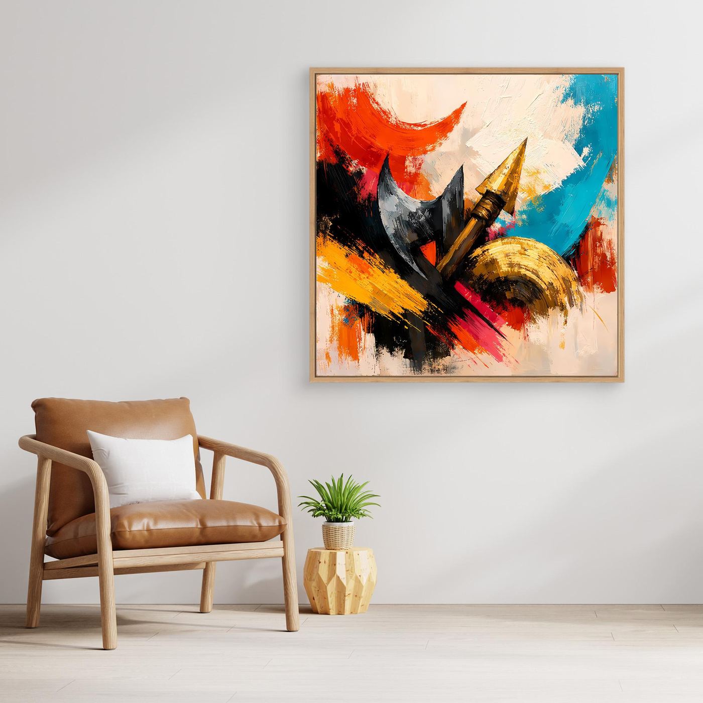 Premium Leinwand Abstrakte Wikinger Waffen | Modernes Kunst Poster Historische Wanddeko