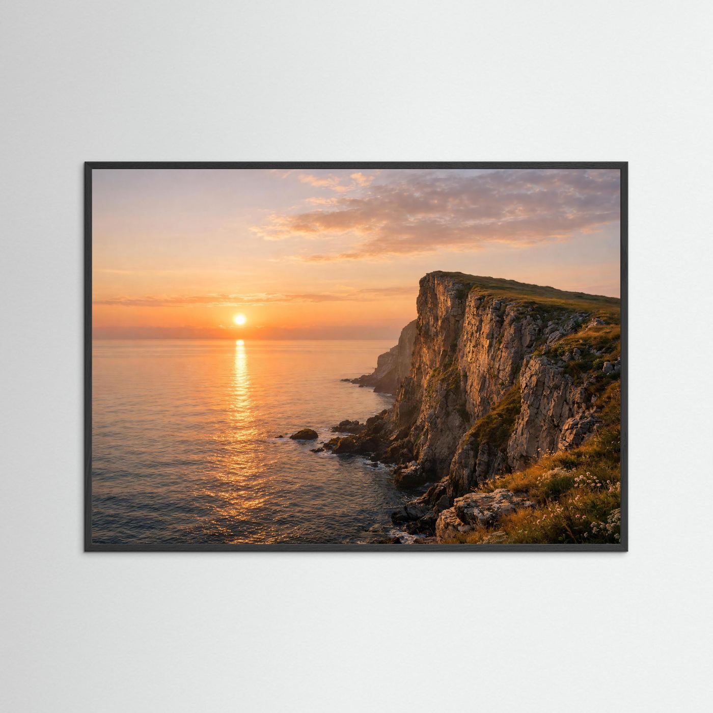 Erhabene Steilklippe im Sonnenuntergang | Panorama Küste & Meer Poster Querformat