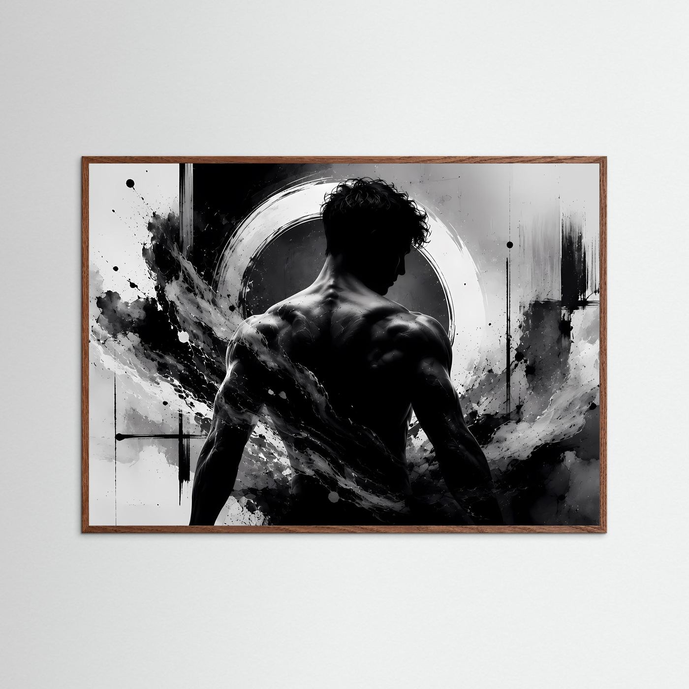 Männer Silhouette Poster Schwarz Weiß | Abstrakte Körperkunst | Monochrome Moderne Wandkunst | Minimalistisches Wandbild
