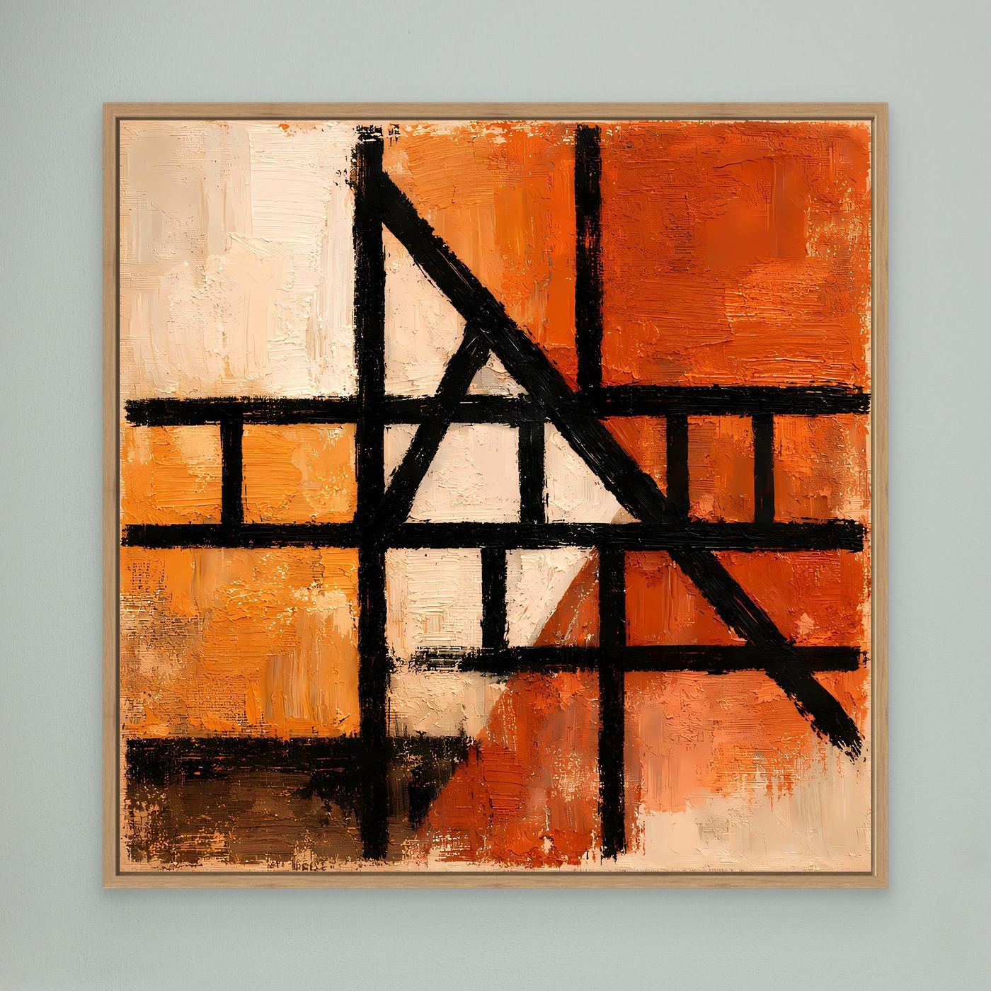 Leinwand Geometrische Linien auf Terrakotta | Abstraktes Modernes Wandbild