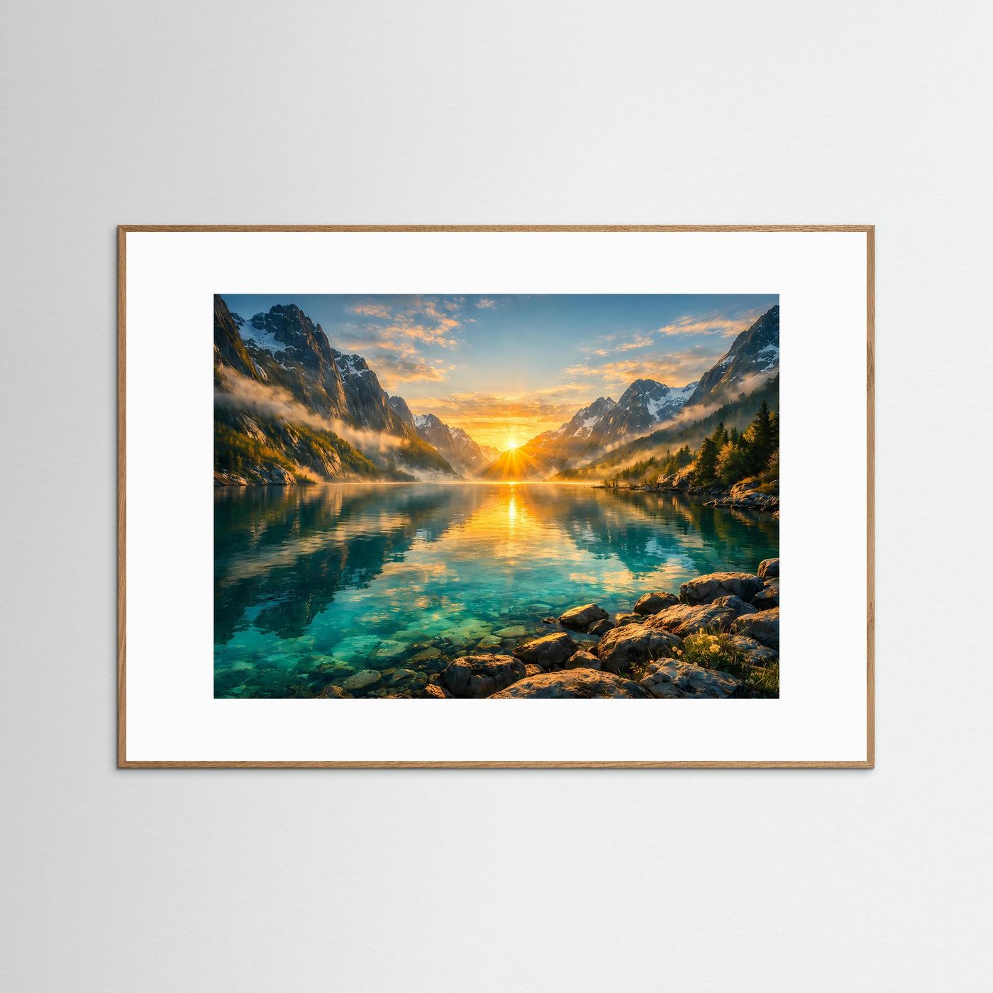 Sonnenaufgang über dem Alpinen Bergsee | Panorama Natur & Berg Poster Querformat
