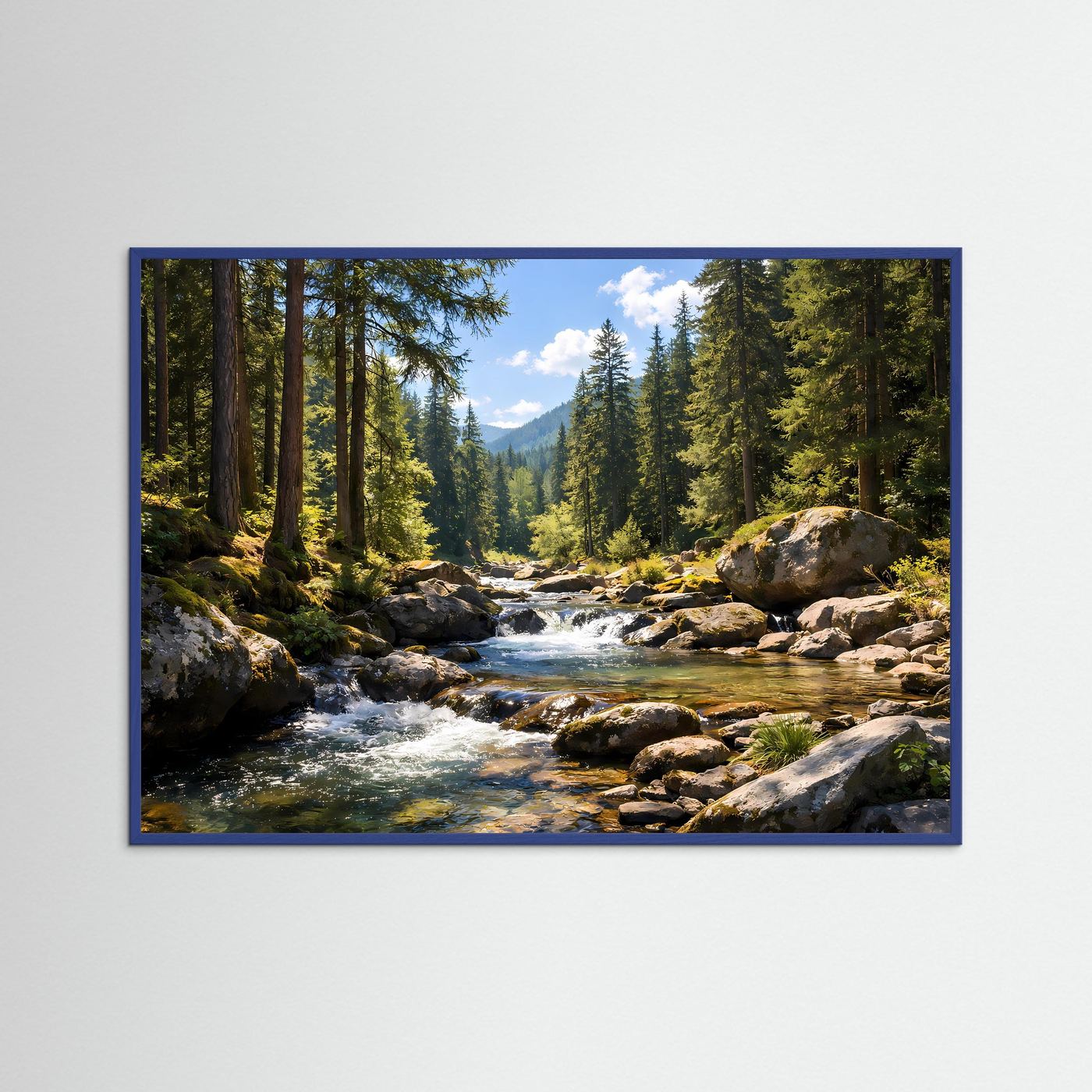 Rauschender Wildbach im Sonnenwald | Fluss & Natur Panorama Poster Querformat
