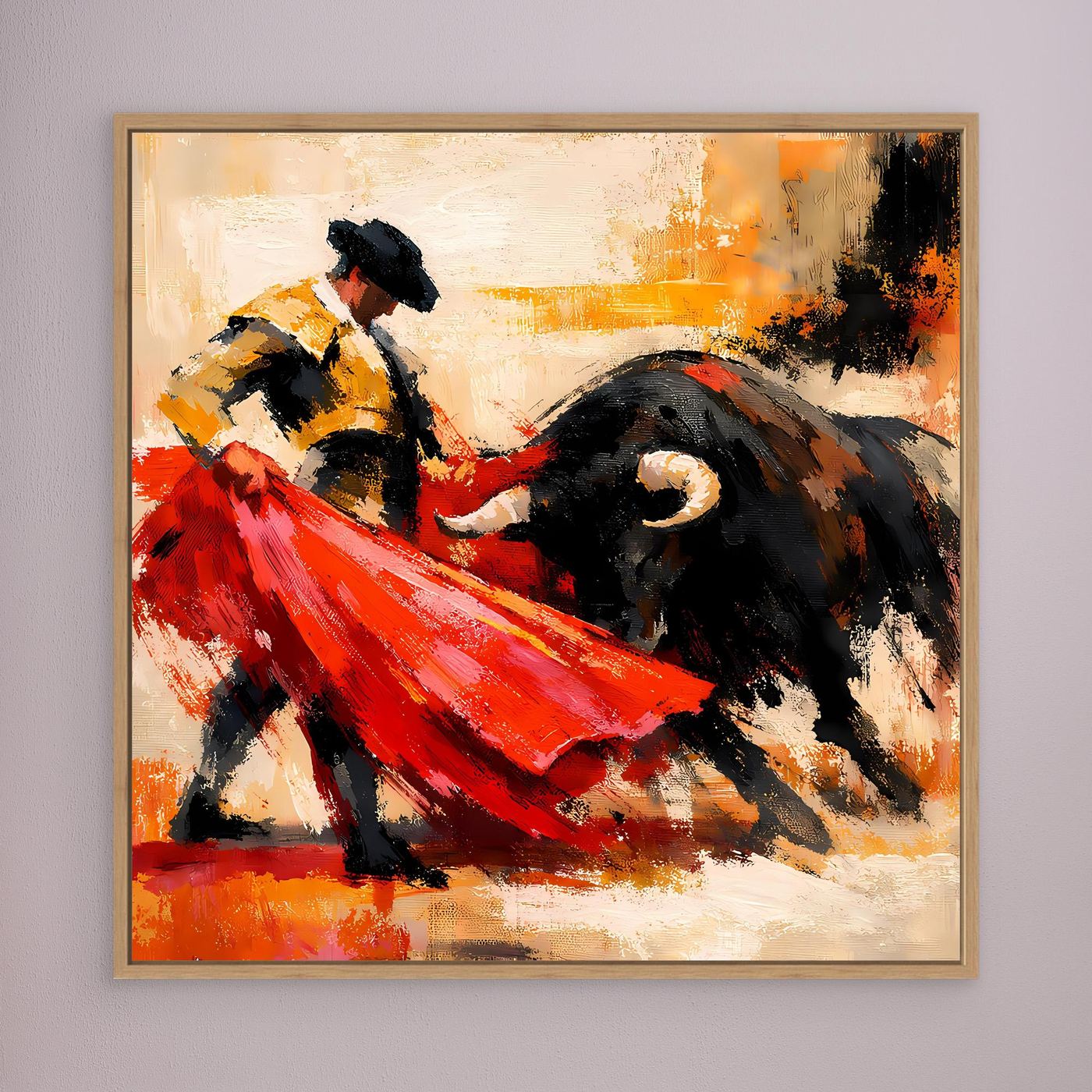 Premium Leinwand Matador und Stier Abstrakt | Modernes Kunst Poster Spanien Wandbild