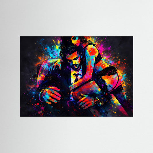 Abstrakte Duo‑Farbszene | Buntes Kunstposter Querformat