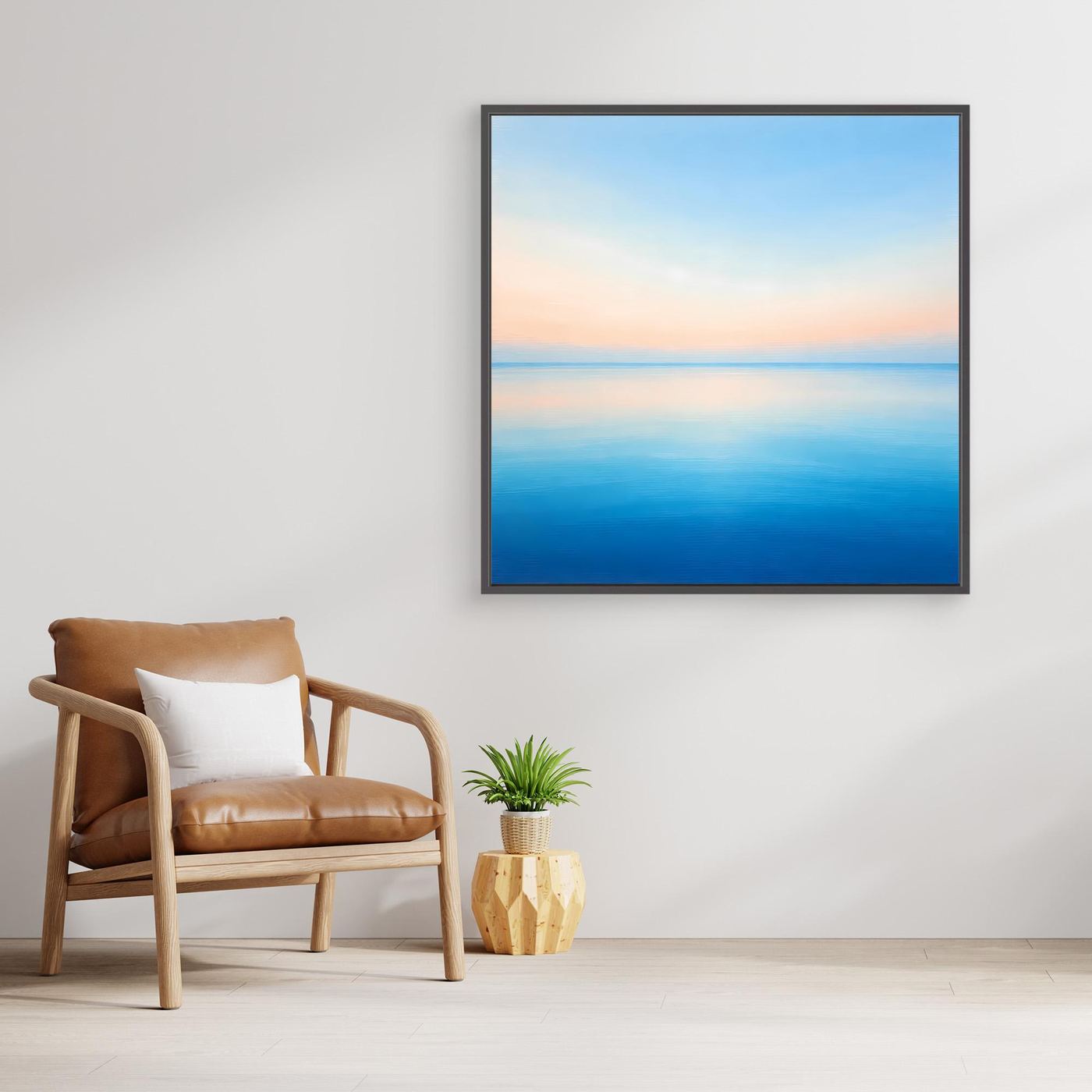 Leinwand Minimalistischer Meereshorizont im Pastelllicht | Abstraktes Ozean Wandbild