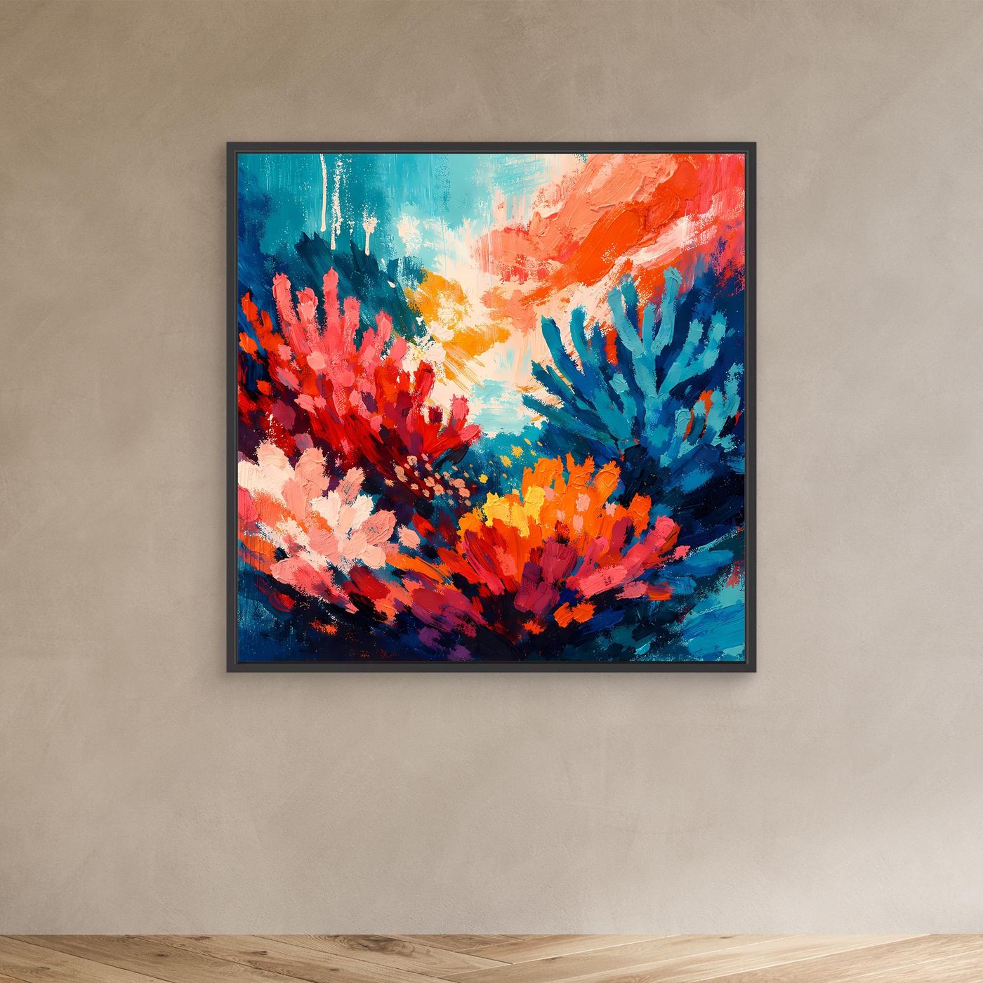 Leinwand Abstraktes Korallenriff im Farbenrausch | Modernes Unterwasser Wandbild