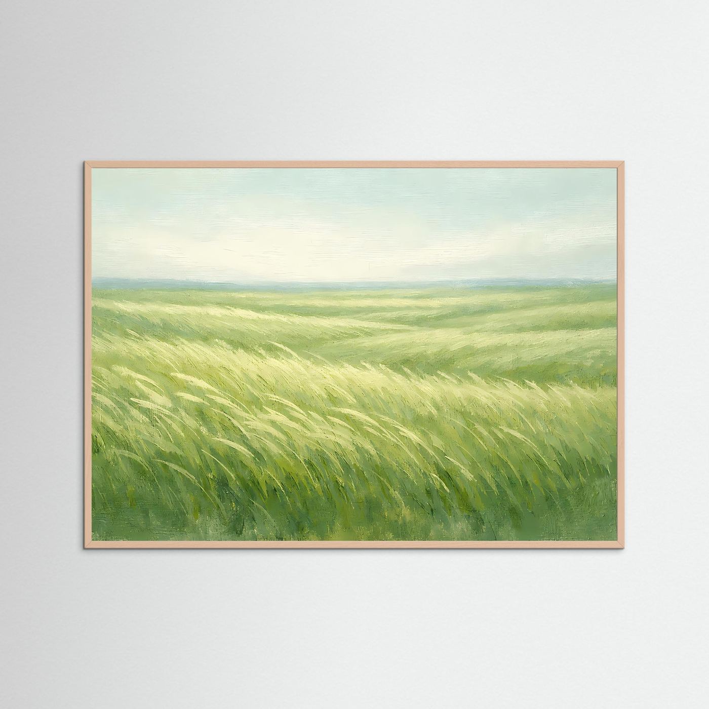 Weite Graslandschaft im Wind | Beruhigende Natur & Wiese Poster Querformat