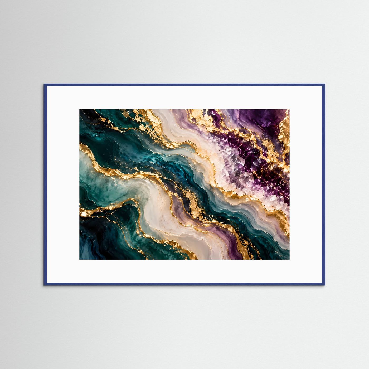 Abstrakte Geode Poster | Edelstein Wandkunst Gold | Luxuriöse Marmor Kunst | Moderne Kristall Wanddekoration