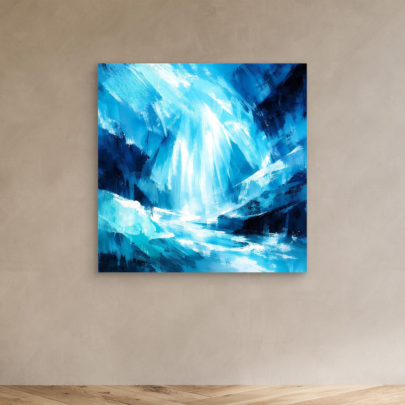 Leinwand Magischer Eiswasserfall | Abstraktes Natur Fantasy Wandbild