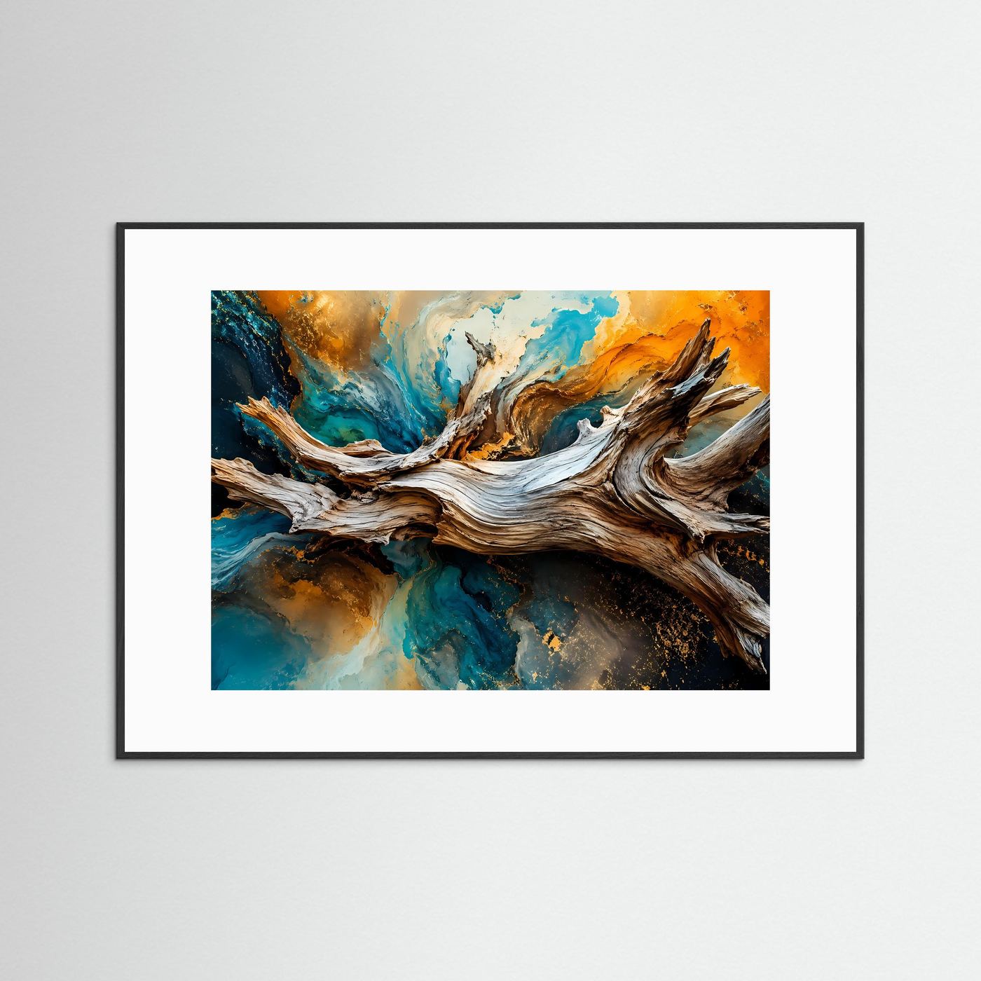 Urkräfte der Natur | Abstraktes Treibholz & Ozean Poster im Querformat
