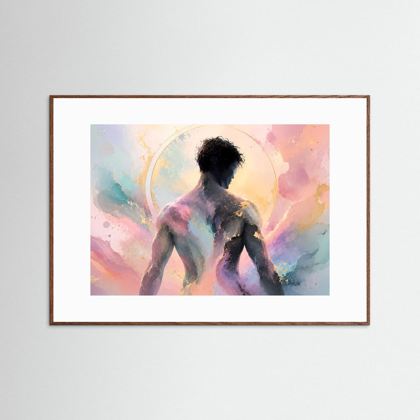 Männer Silhouette Poster Querformat | Abstrakte Figur in Pastell | Moderne Minimalistische Wandkunst
