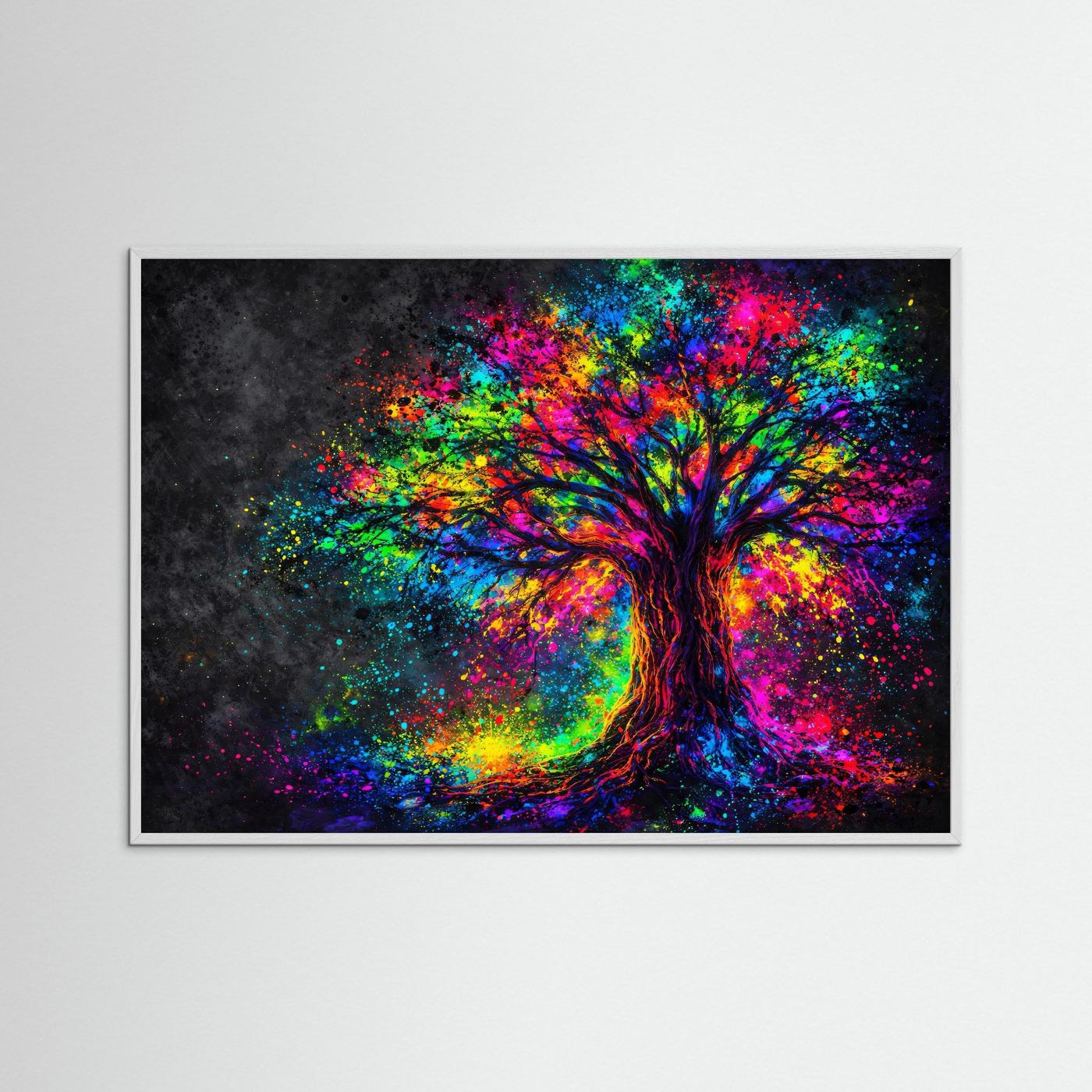 Lebensbaum der Farben | Moderner Kunst Print Querformat Wandbild