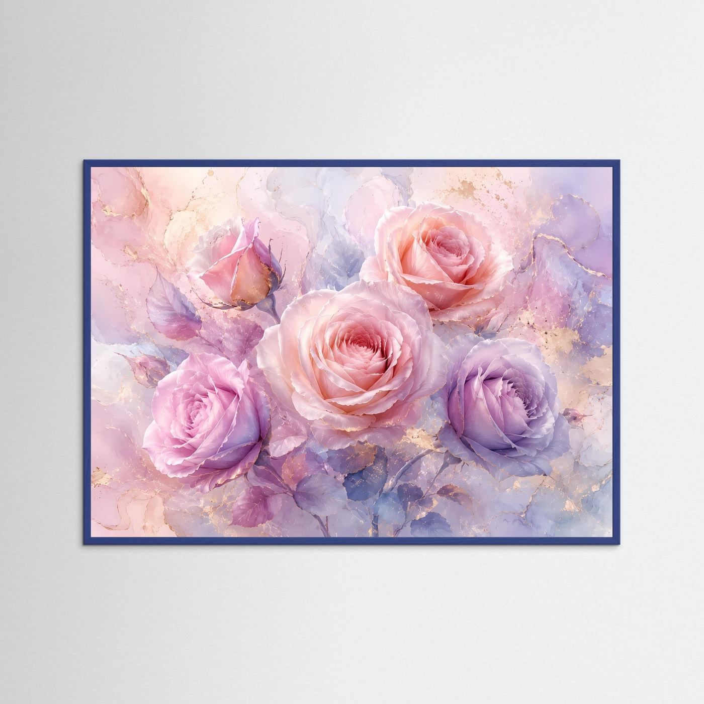 Rosen Poster Pastell | Zarte Rosenblüten in Rosa & Flieder | Florale Wandkunst | Modernes Blumenbild | Leinwand | Premium Wall Art