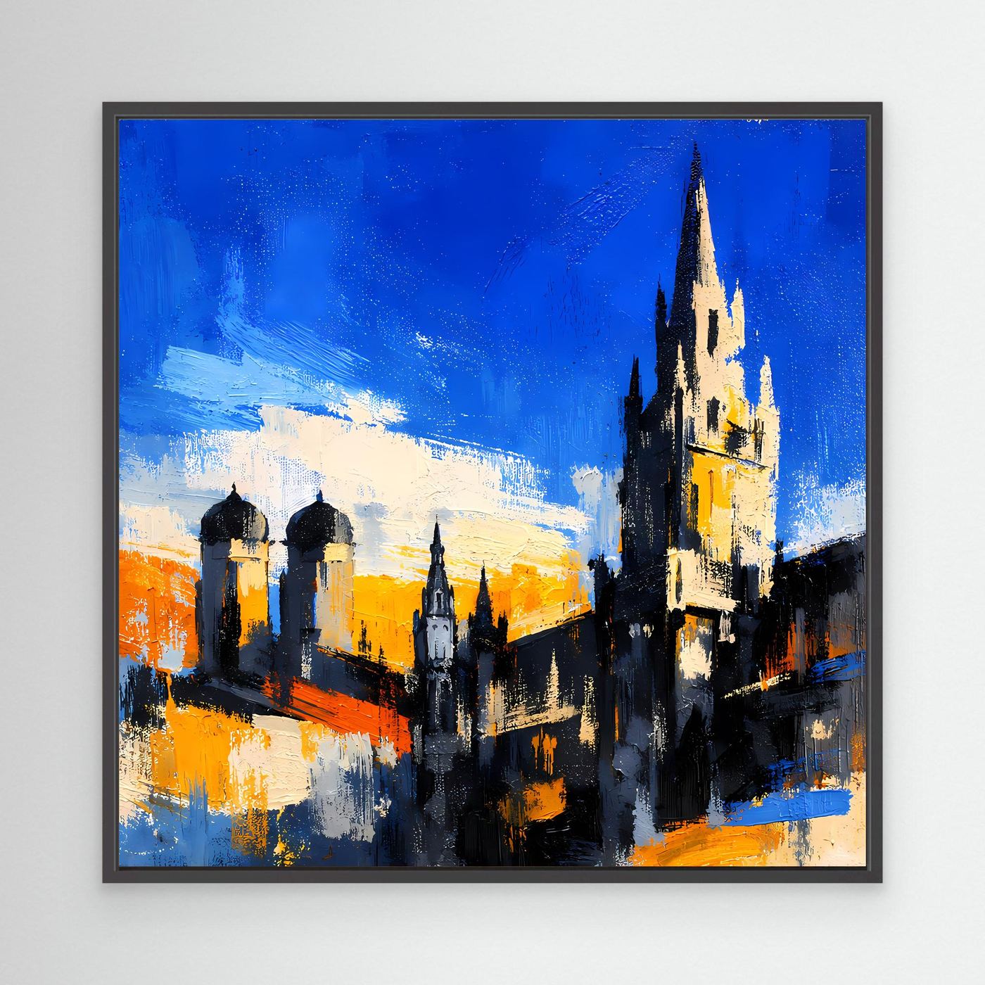Leinwand Historische Stadtkulisse bei Sonnenuntergang | Abstraktes Architektur Wandbild