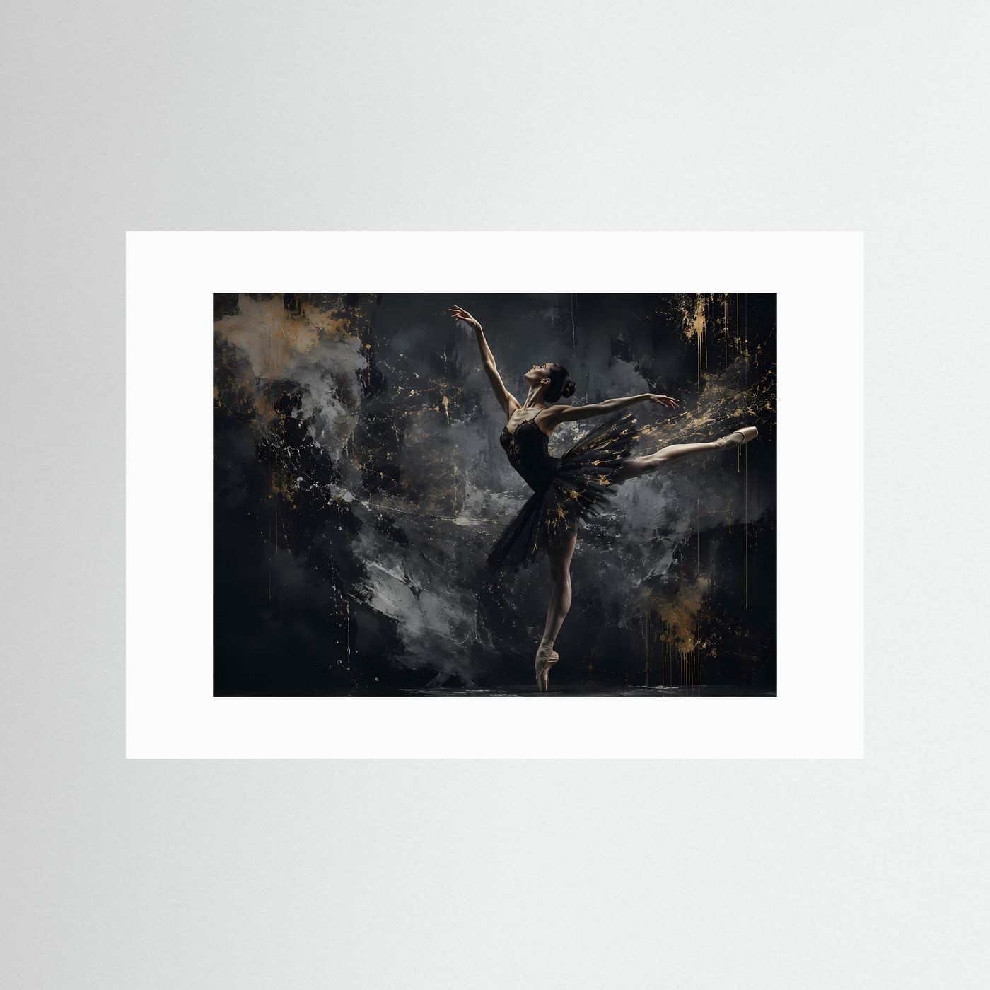 Elegante Ballerina in Schwarz & Gold | Moderne Tanzkunst Poster