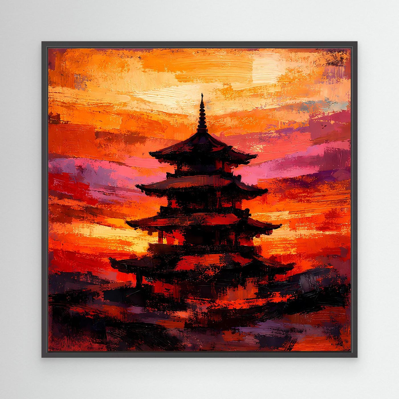 Leinwandbild Traditionelle Japanische Pagode | Abstraktes Asien-Wandbild