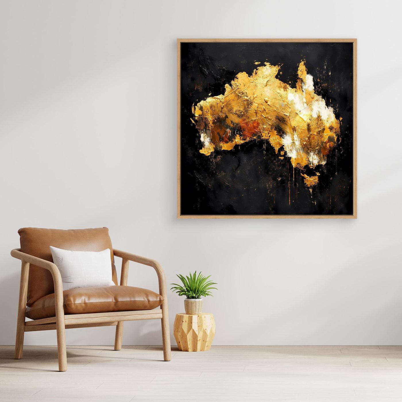 Leinwand Goldene Landkarte von Australien | Modernes Luxus Wandbild Kontinent