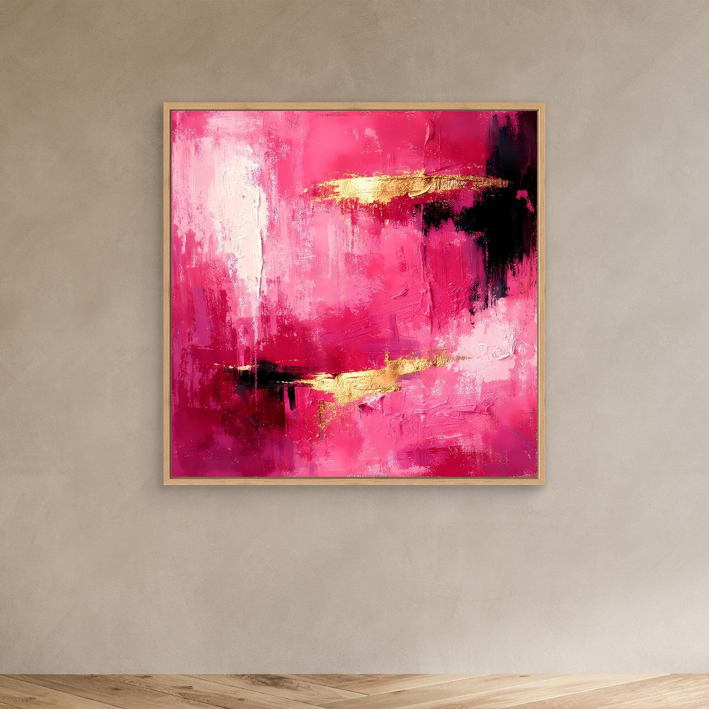 Leinwand Abstraktes Gemälde in Rosa und Gold | Modernes Elegantes Wandbild