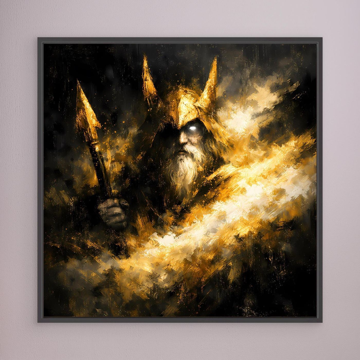 Leinwand Goldener Odin Nordischer Gott | Abstraktes Wikinger Wandbild Modern