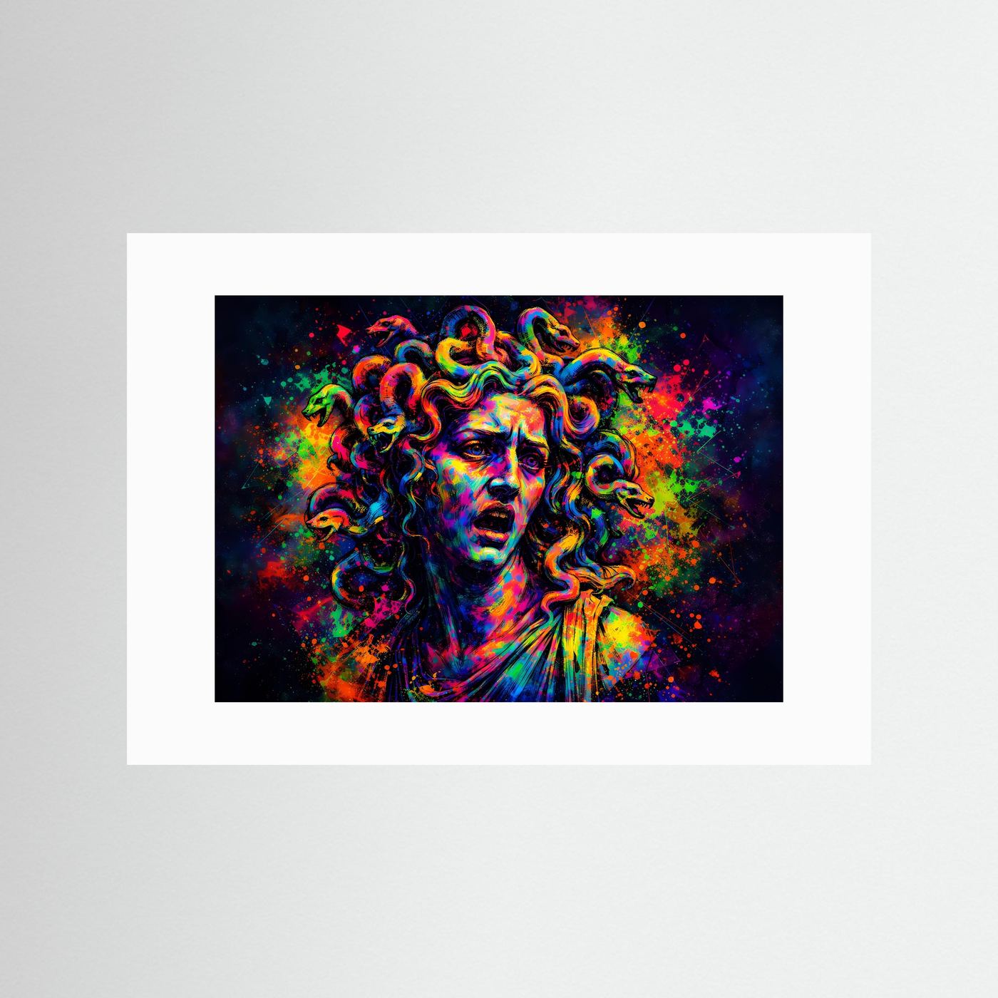 Farbexplosive Medusa | Moderne Pop-Art & Mythologie Poster
