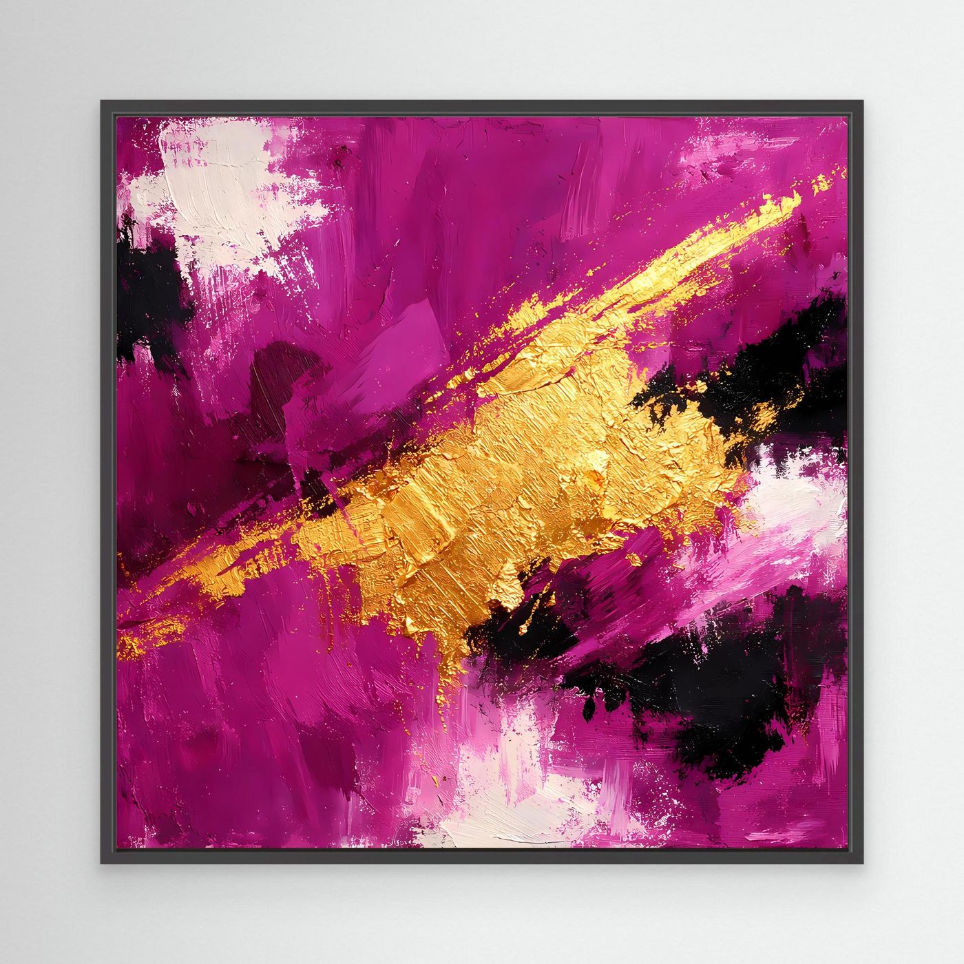 Leinwand Expressives Farbenspiel in Beere und Gold | Modernes Abstraktes Wandbild