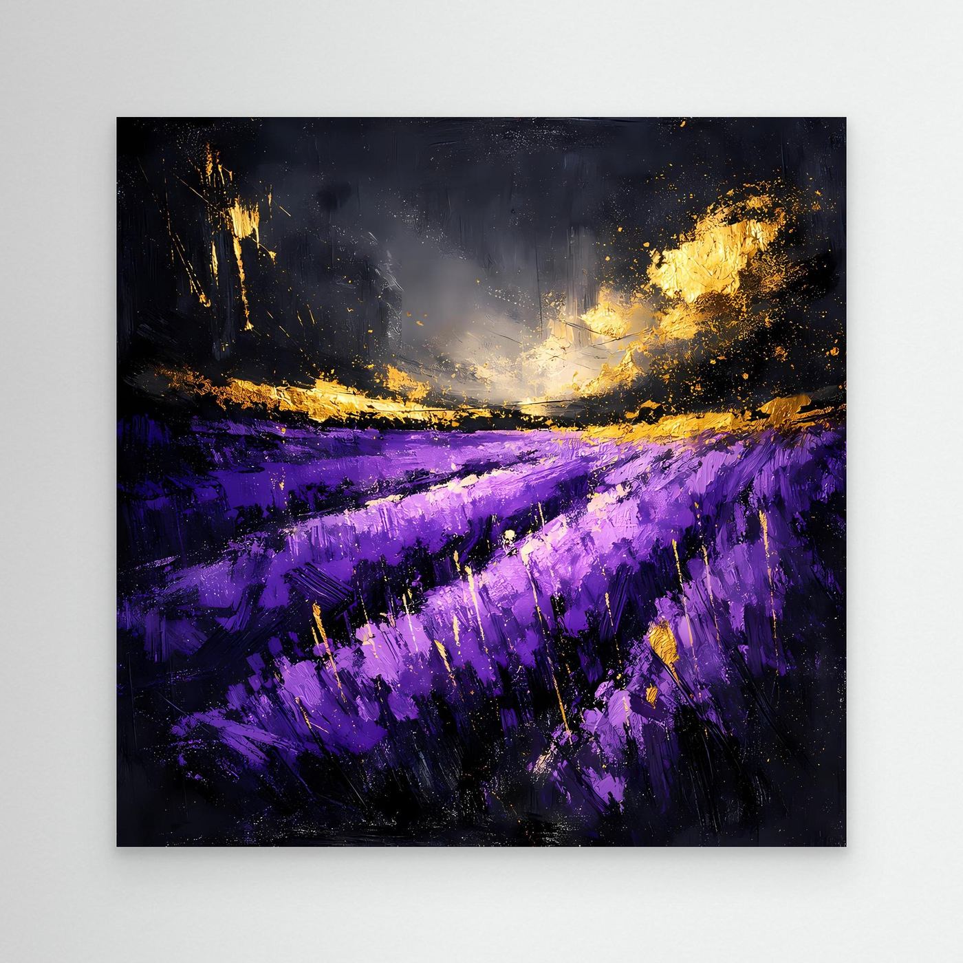 Leinwand Abstraktes Lavendelfeld im Abendlicht | Modernes Natur Wandbild