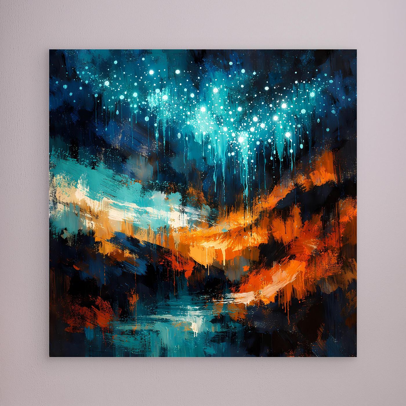 Leinwand Magische Glühwürmchen-Höhle | Abstraktes Natur Fantasy Wandbild