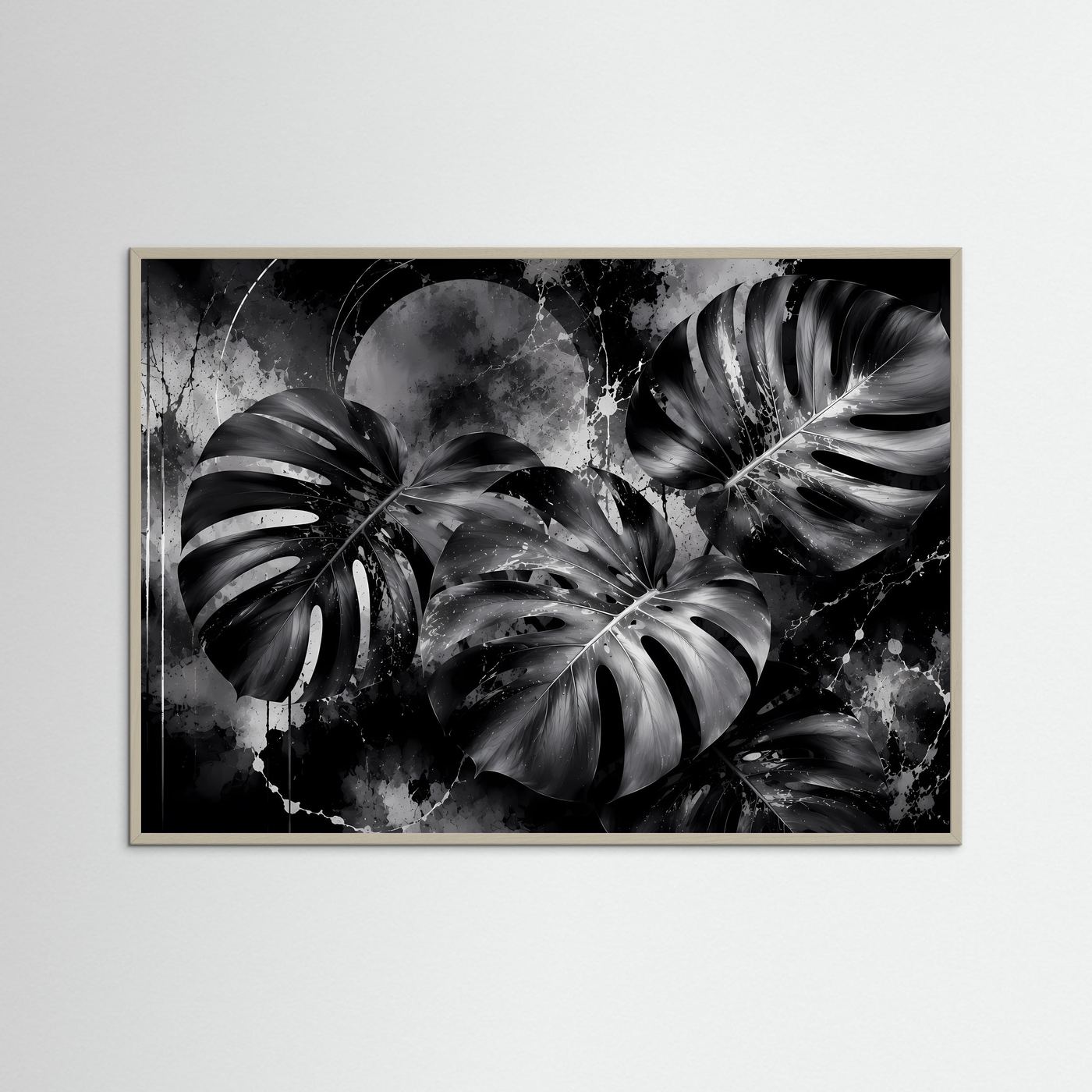 Monstera Schwarz Weiß Wandbild | Moderne Botanische Kunst | Tropische Blätter in Monochrom | Minimalistisches Pflanzen Poster | Elegante Premium Wanddekoration