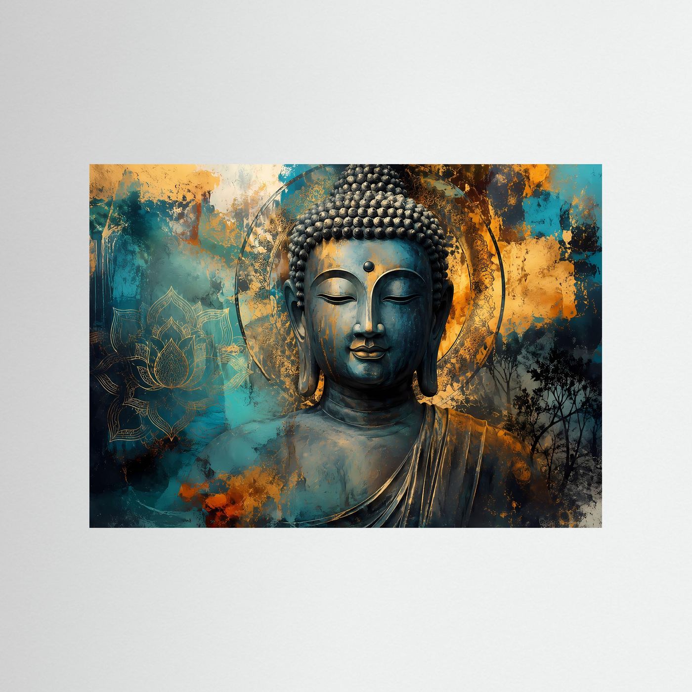 Meditierender Buddha mit Lotusblüte | Spirituelles Zen & Mindfulness Poster im Hochformat