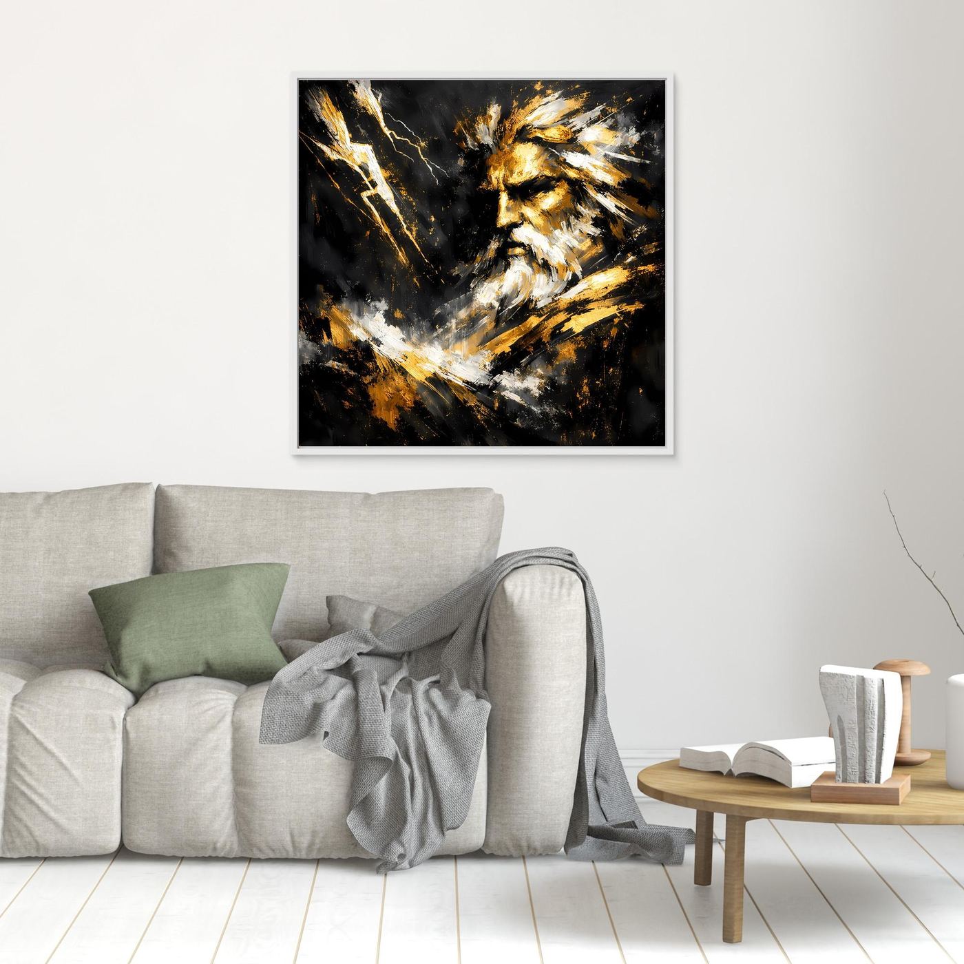 Leinwand Goldener Zeus Göttervater | Abstraktes Mythologie Wandbild Modern