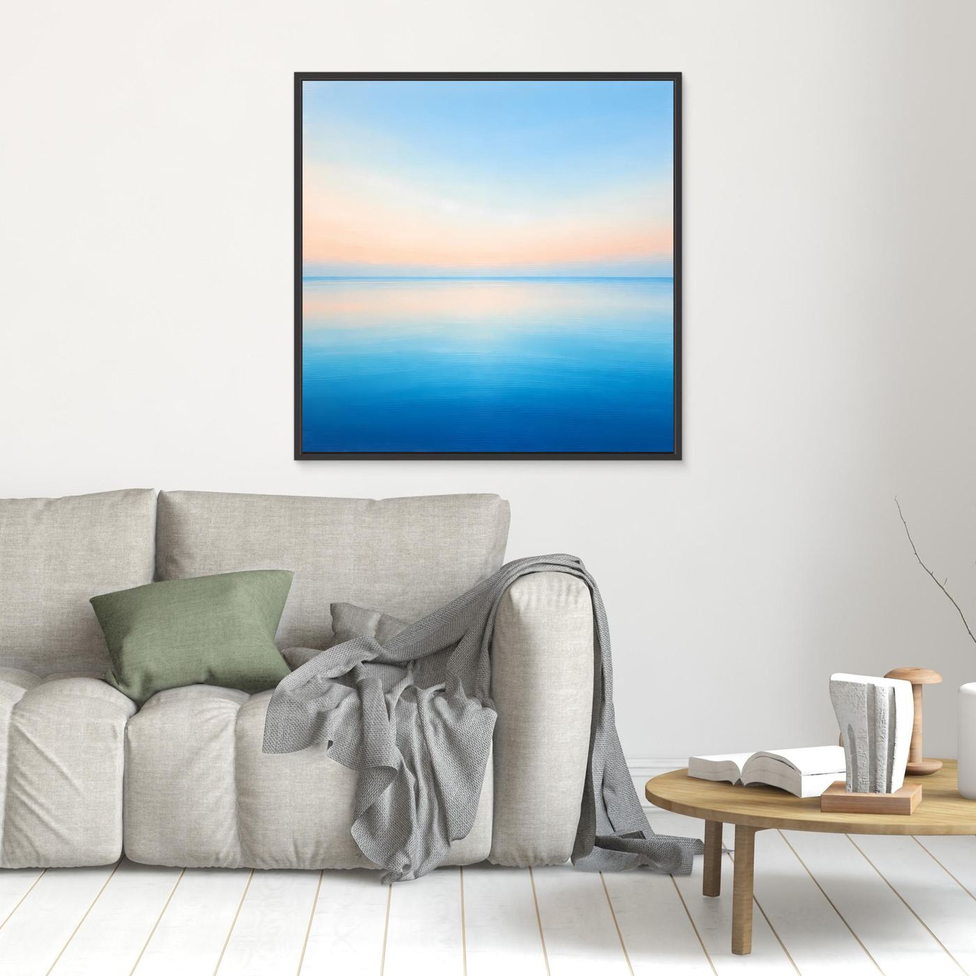 Leinwand Minimalistischer Meereshorizont im Pastelllicht | Abstraktes Ozean Wandbild